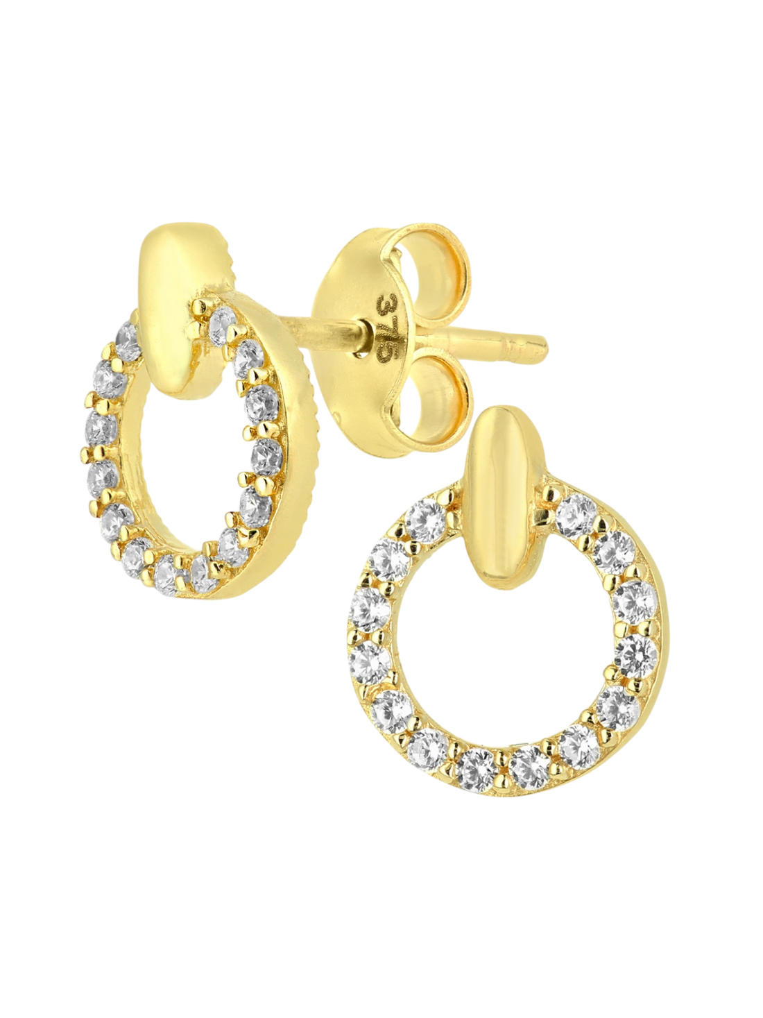 Stud earrings in 375 (9K) Yellow Gold with Cubic Zirconia