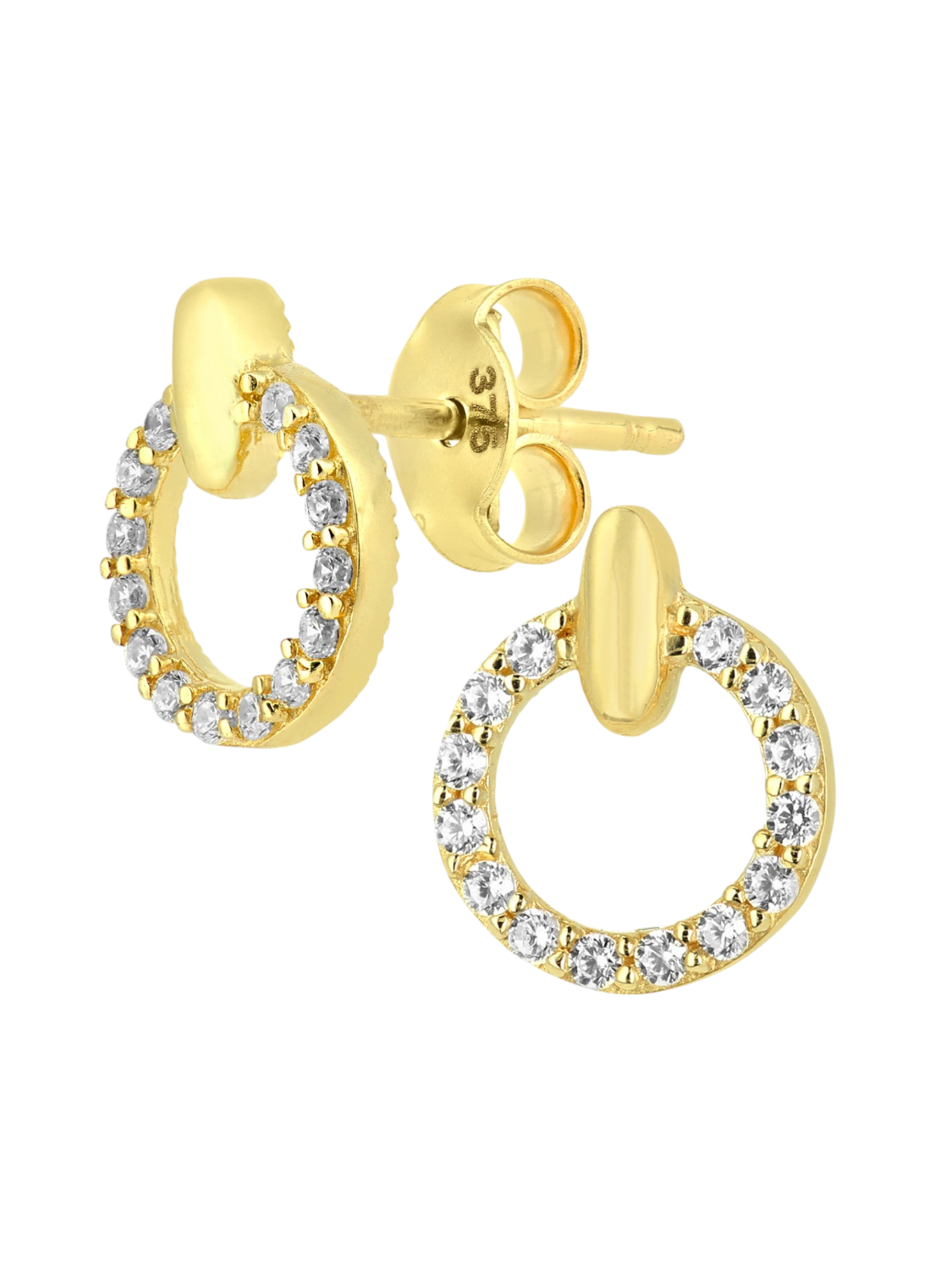 Stud earrings in 375 (9K) Yellow Gold with Cubic Zirconia