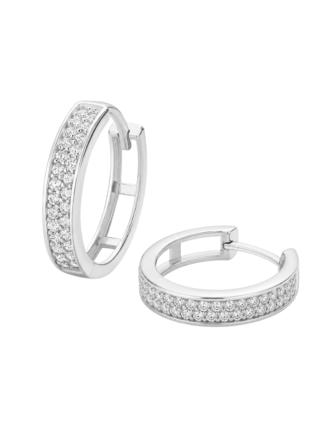 Hoop earrings in 375 (9K) White Gold with Cubic Zirconia