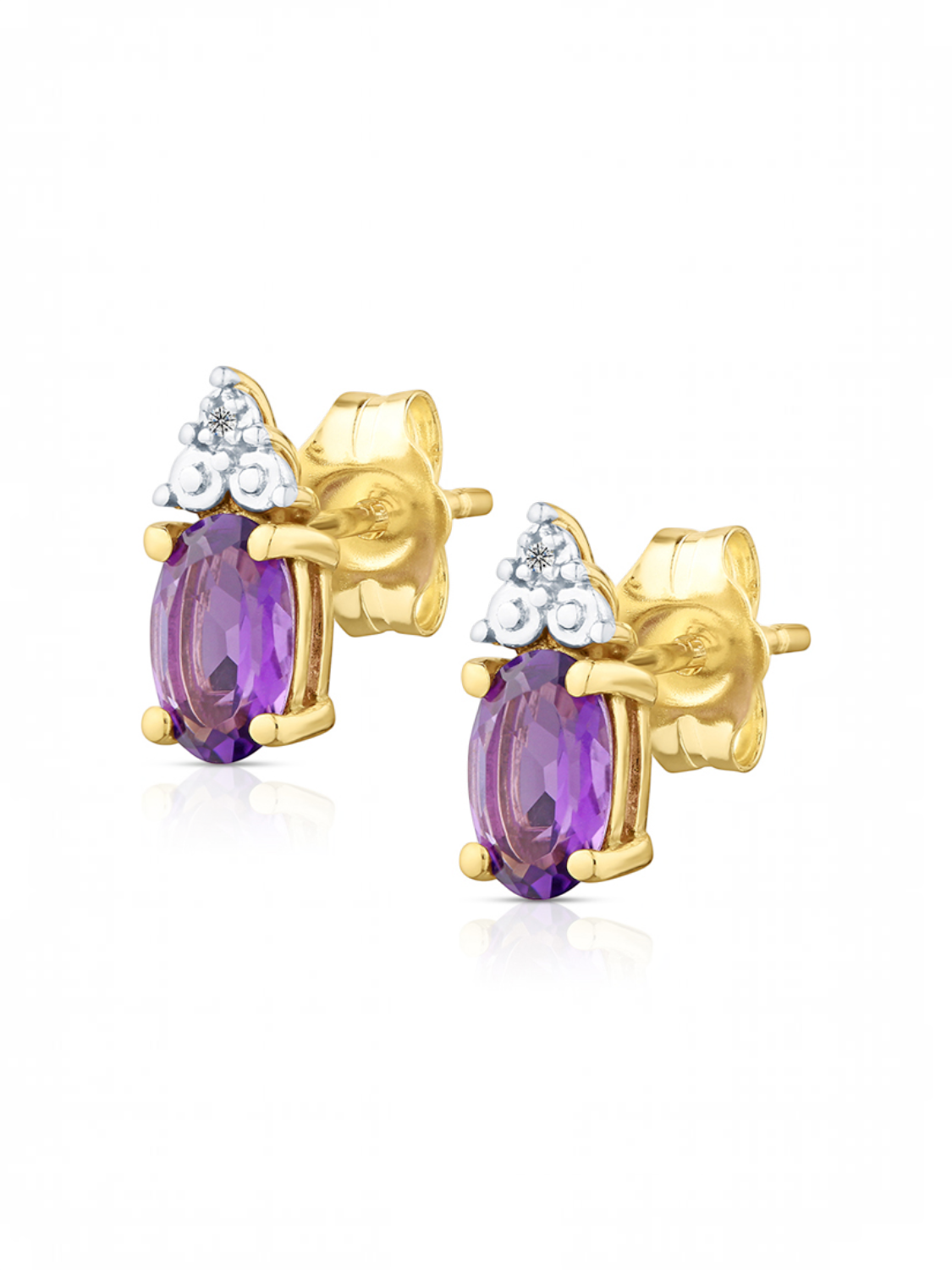 Ohrstecker, mit Amethyst, 375 Gelbgold
