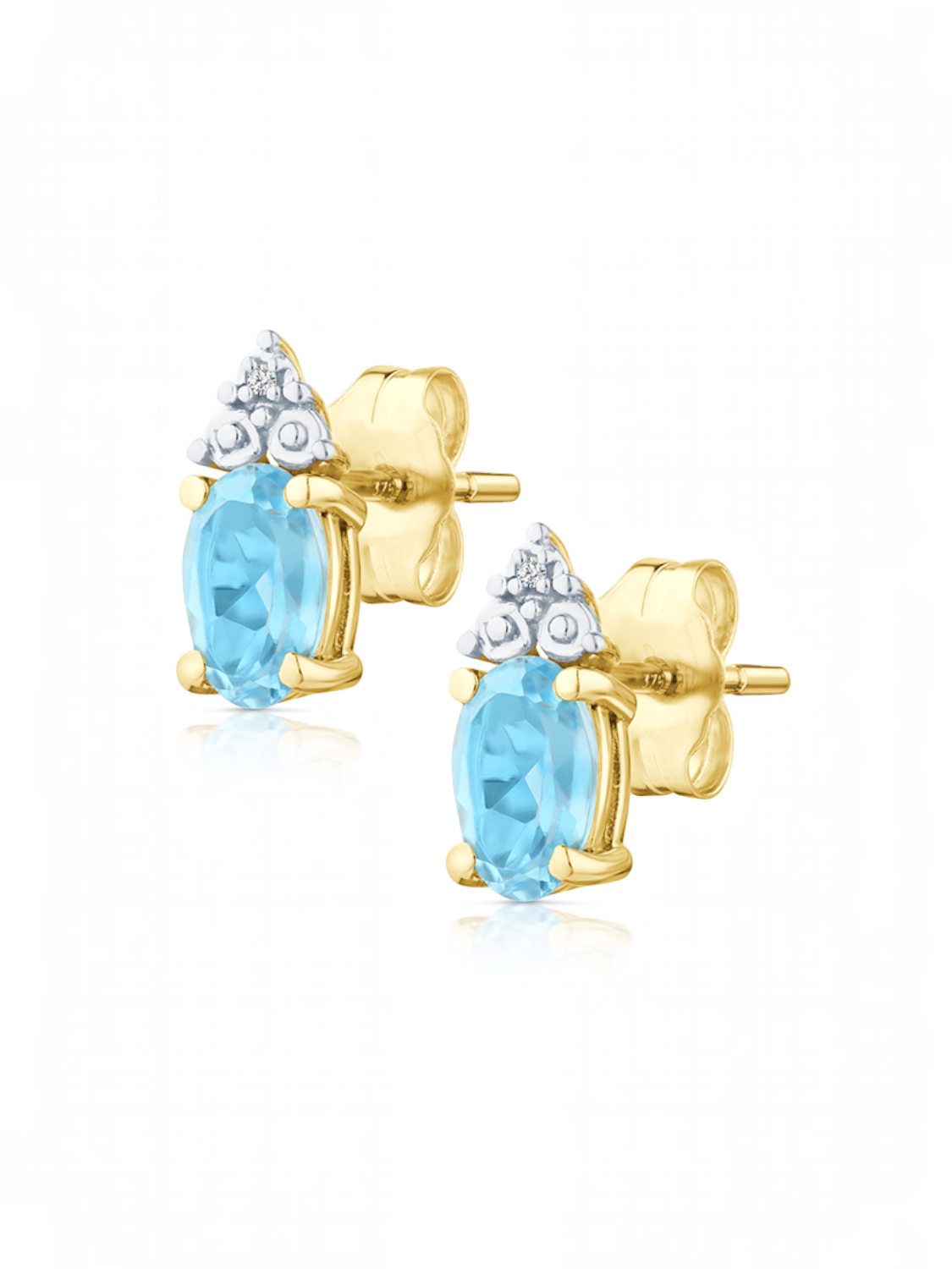 Ohrstecker, mit Blautopas, 375 Gelbgold