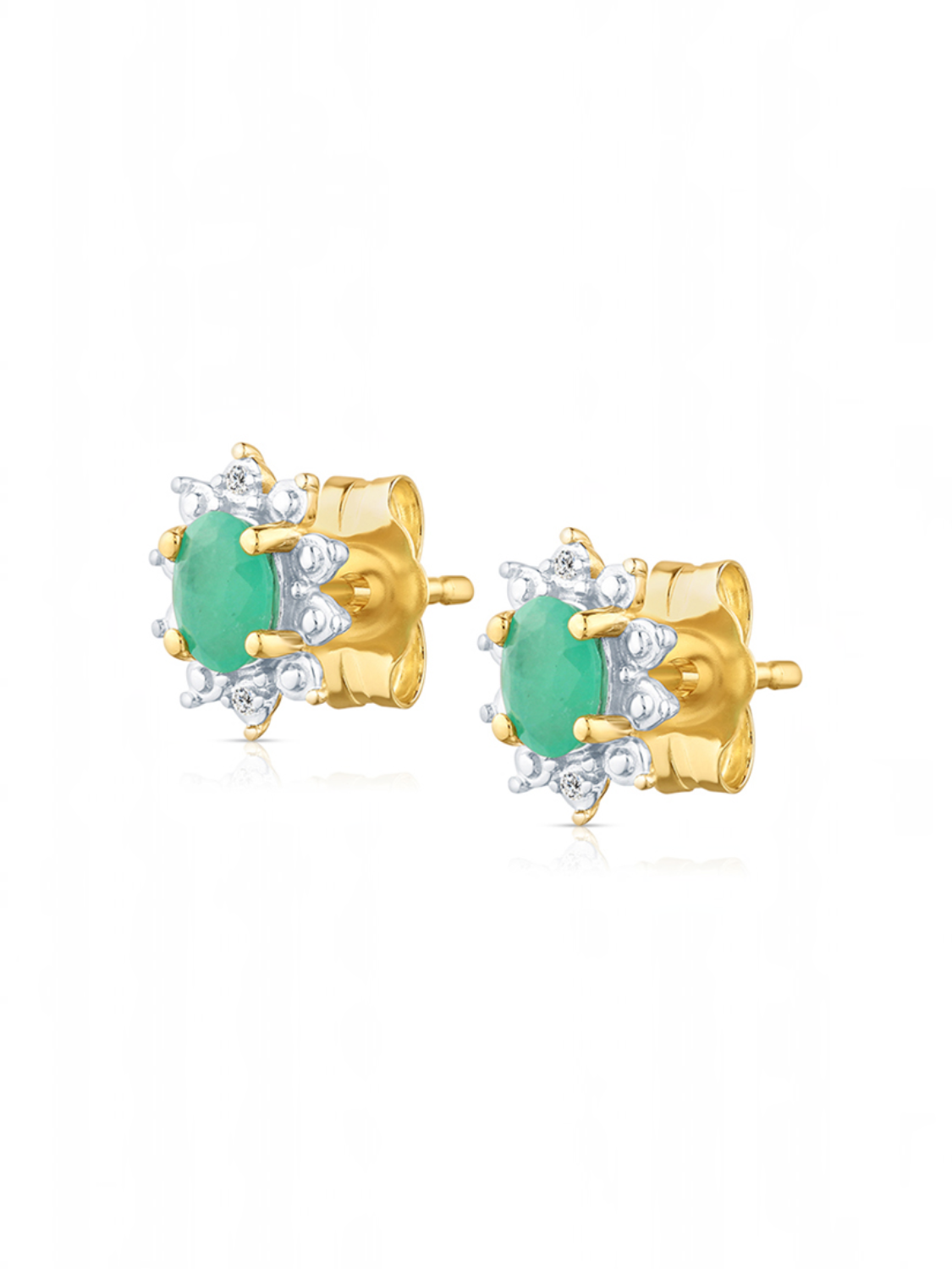 Ohrstecker, mit Smaragd, 375 Gelbgold