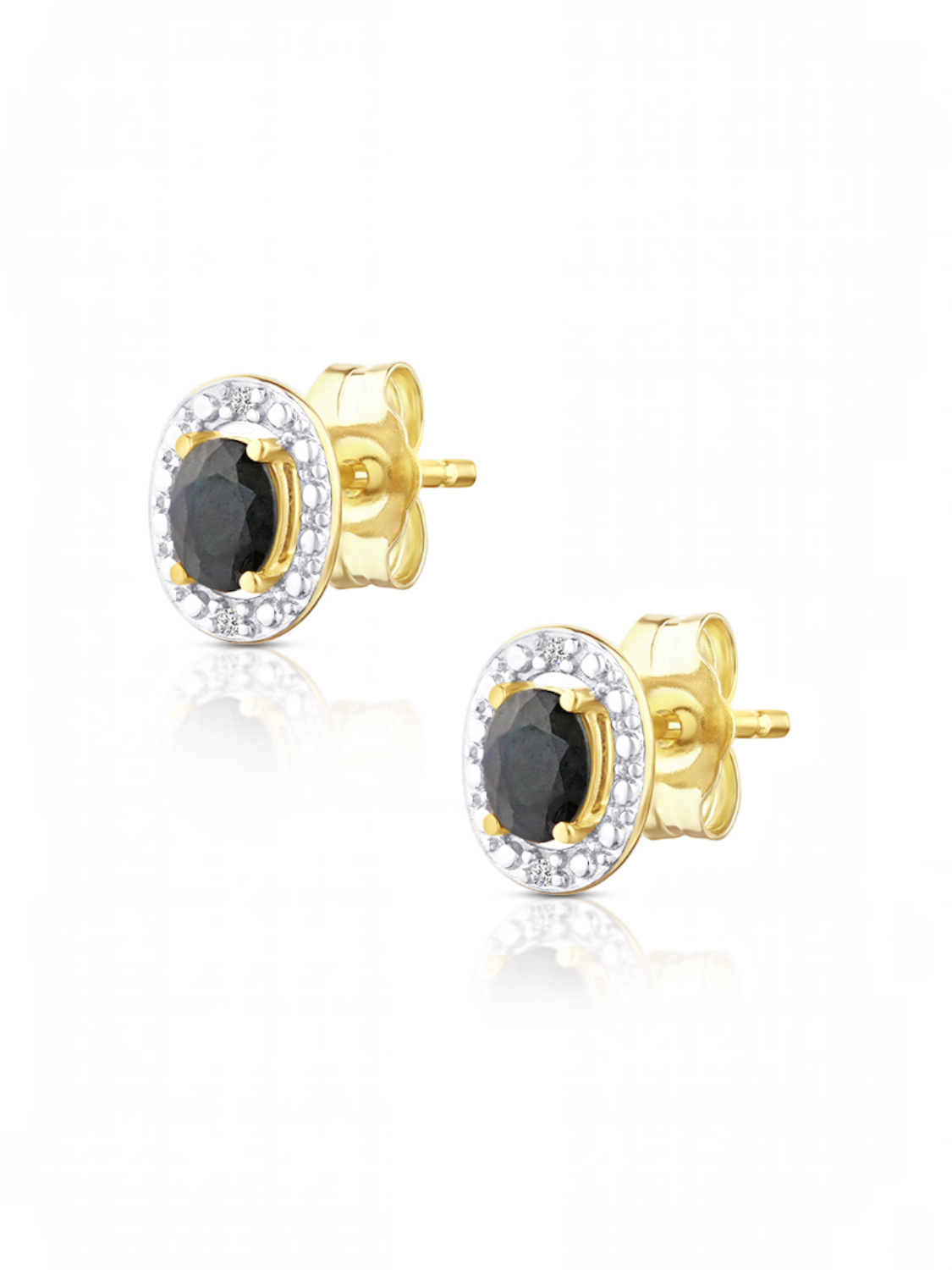 Ohrstecker, mit Saphir, 375 Gelbgold