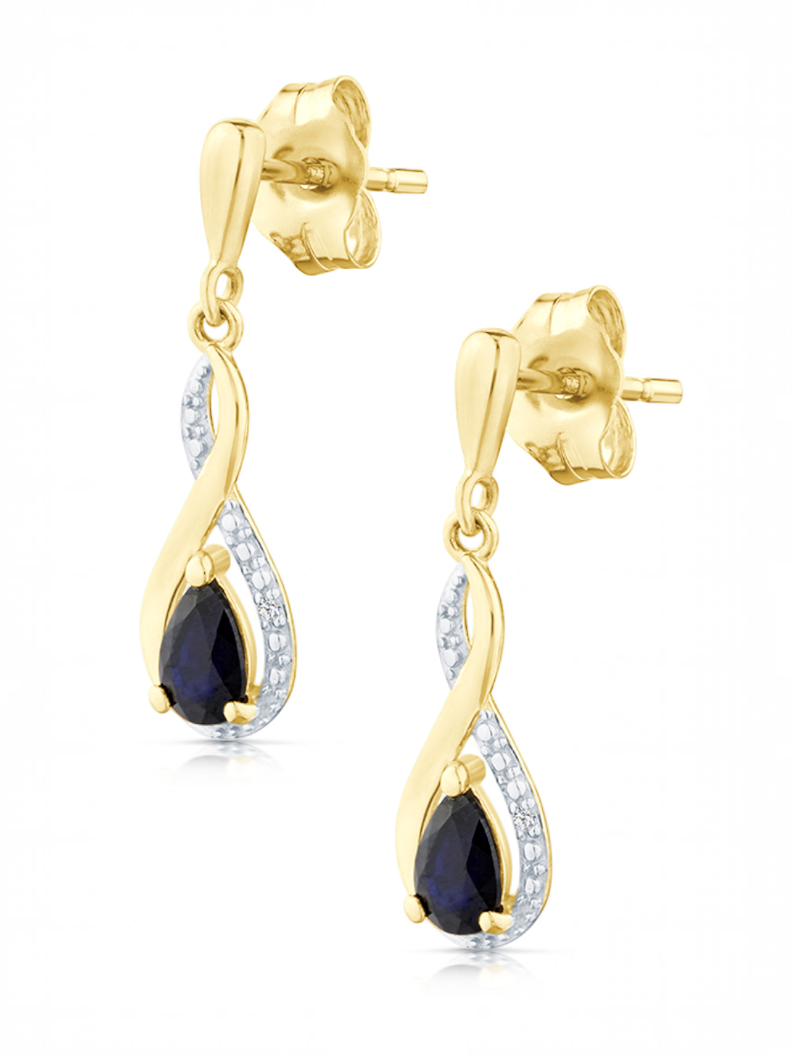 Ohrhänger, mit Saphir, 375 Gelbgold