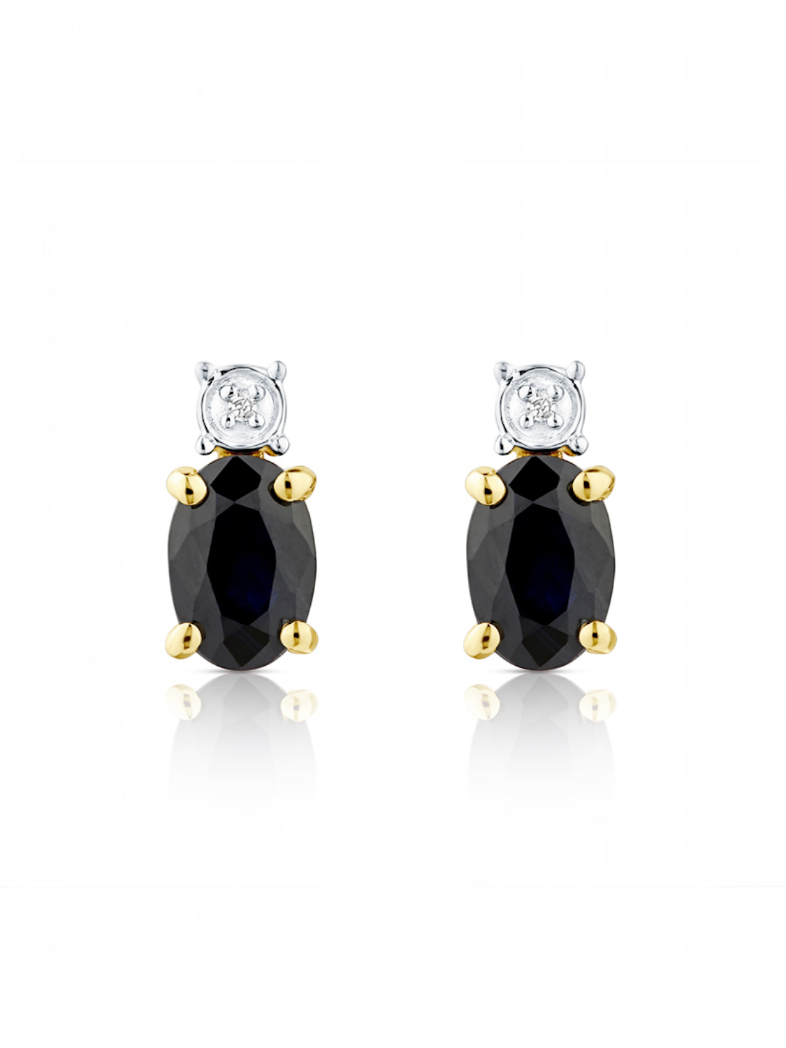 Ohrstecker, mit Saphir, 375 Gelbgold