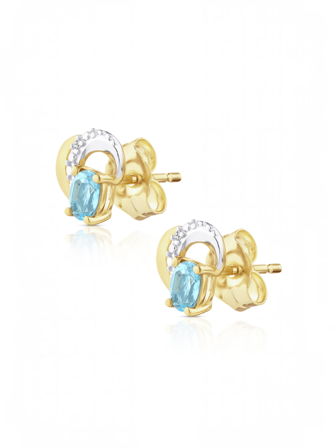 Ohrstecker, mit Blautopas, 375 Gelbgold