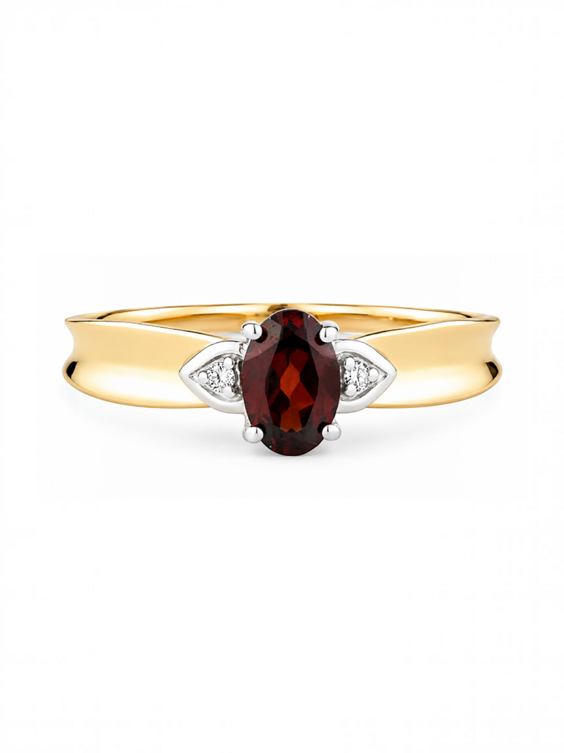 Ring, mit Granat, 375 Gelbgold