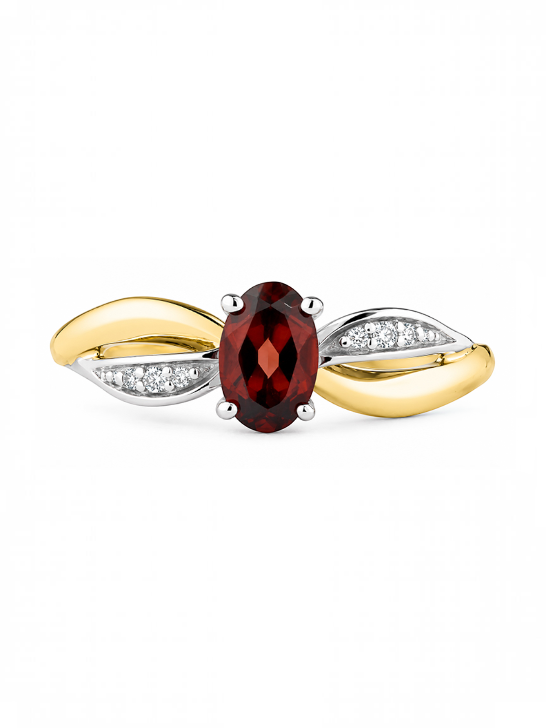 Ring, mit Granat, 375 Gelbgold