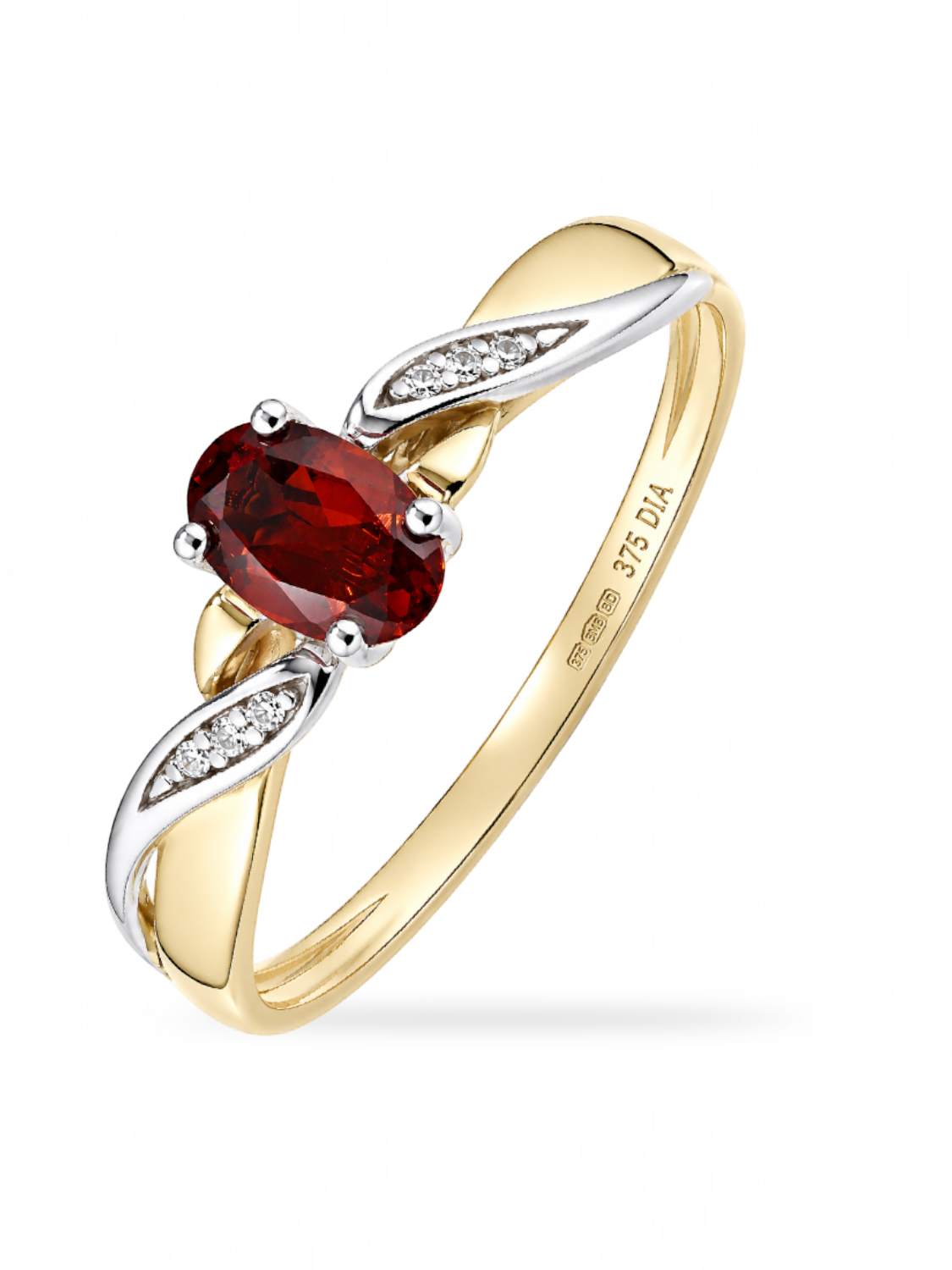 Ring, mit Granat, 375 Gelbgold