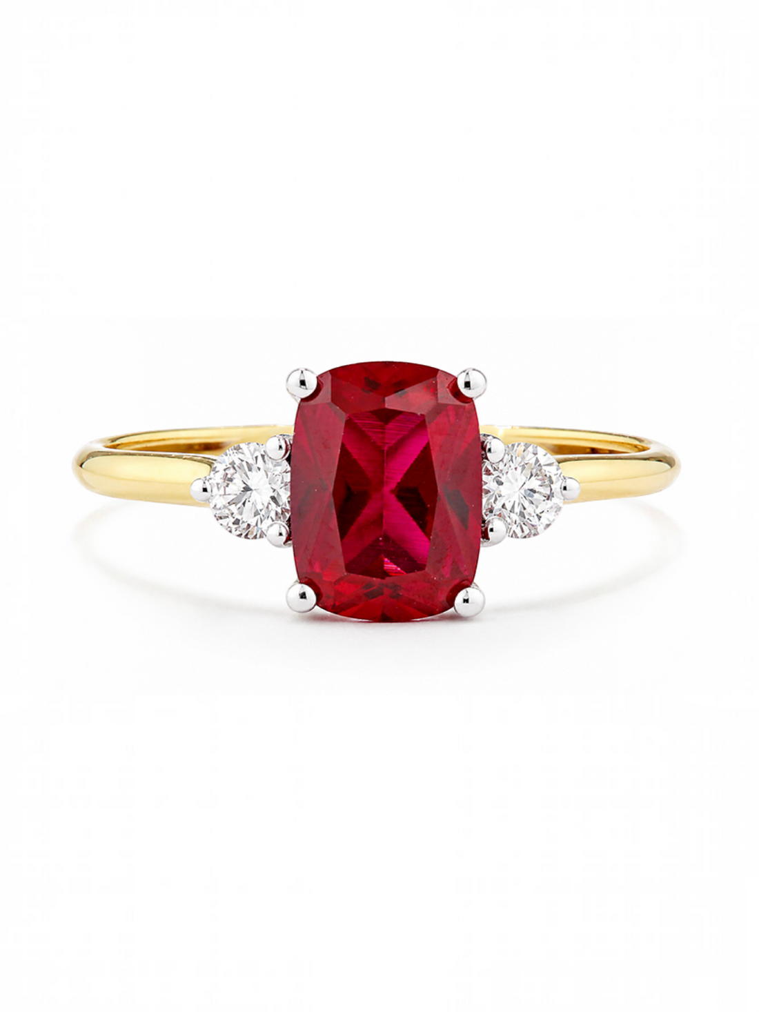Ring, mit synth. Rubin, 375 Gelbgold