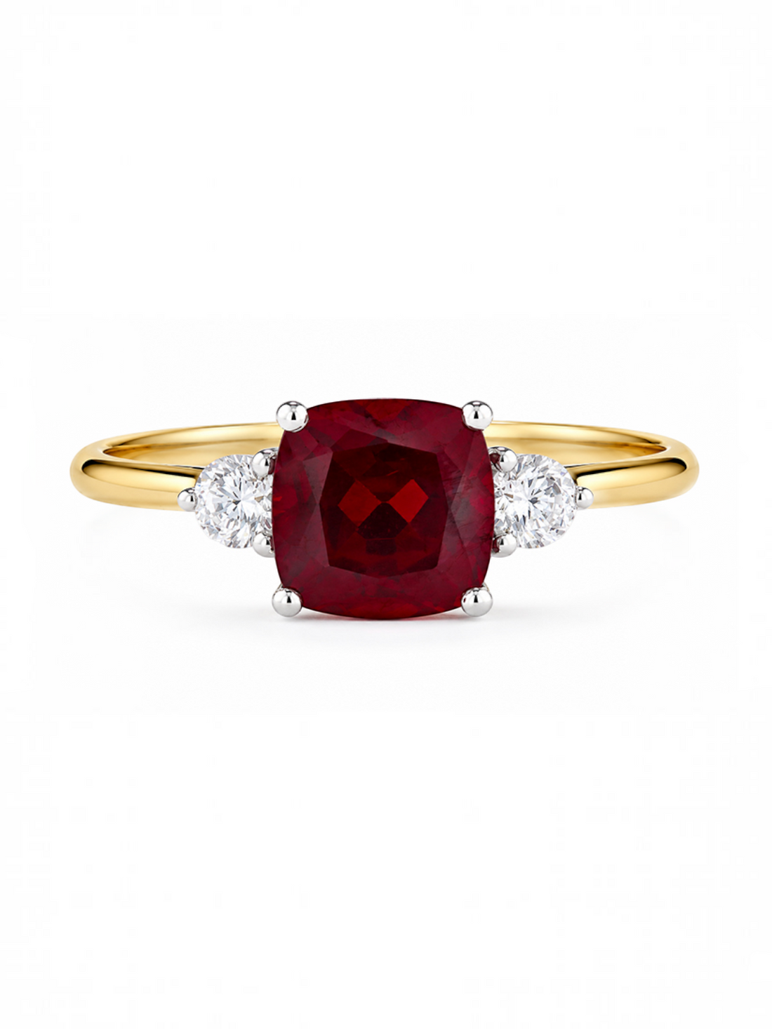 Ring, mit synth. Rubin, 375 Gelbgold