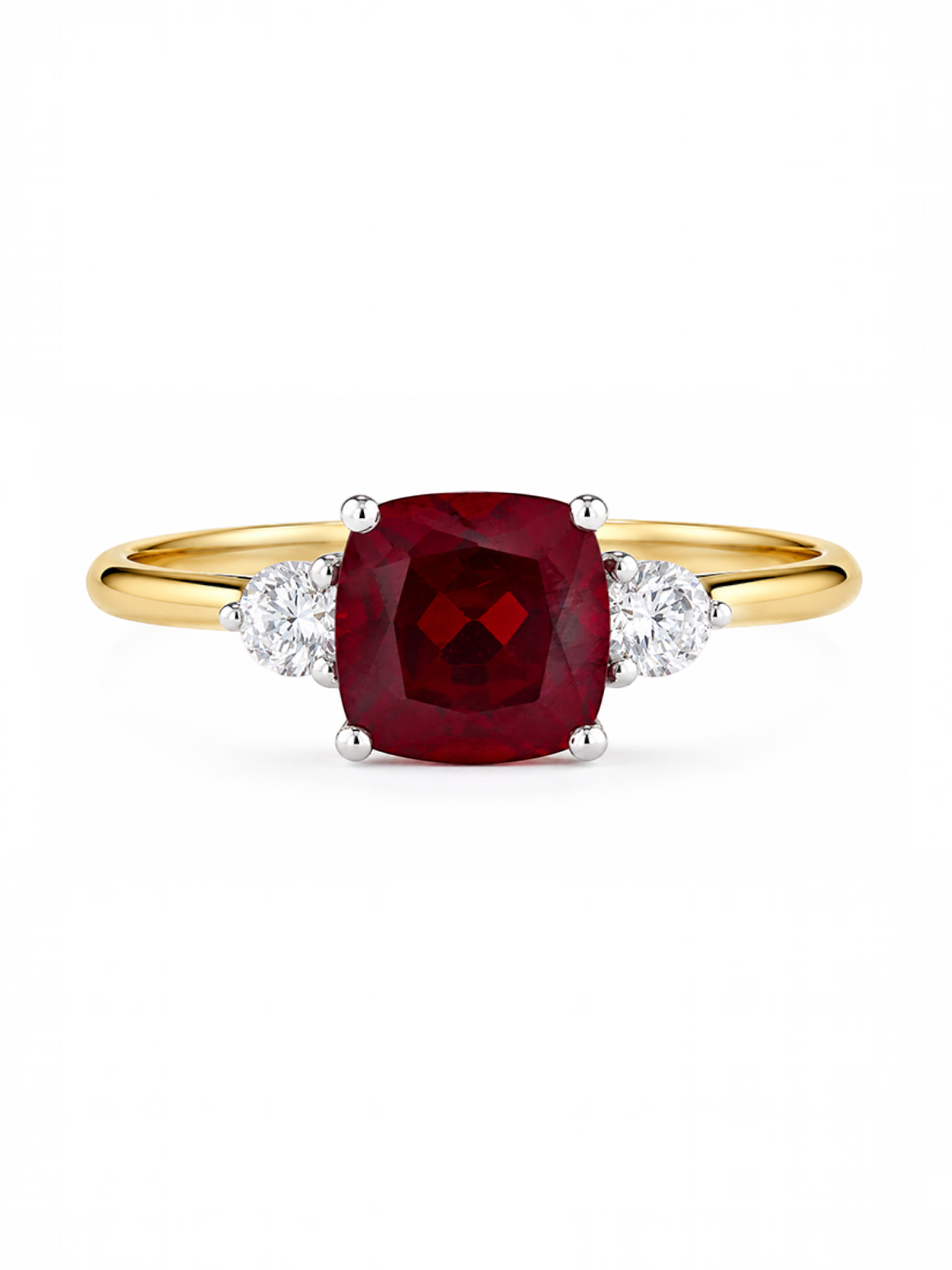 Ring, mit synth. Rubin, 375 Gelbgold