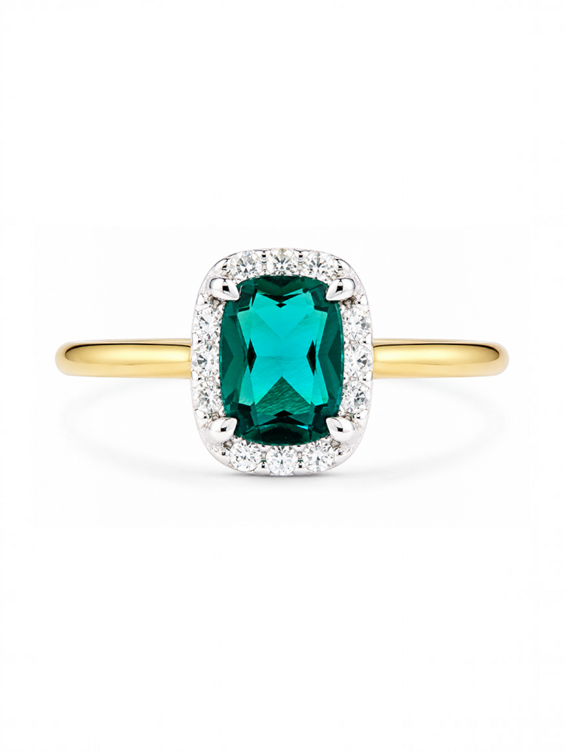Ring, mit synth. Smaragd, 375 Gelbgold