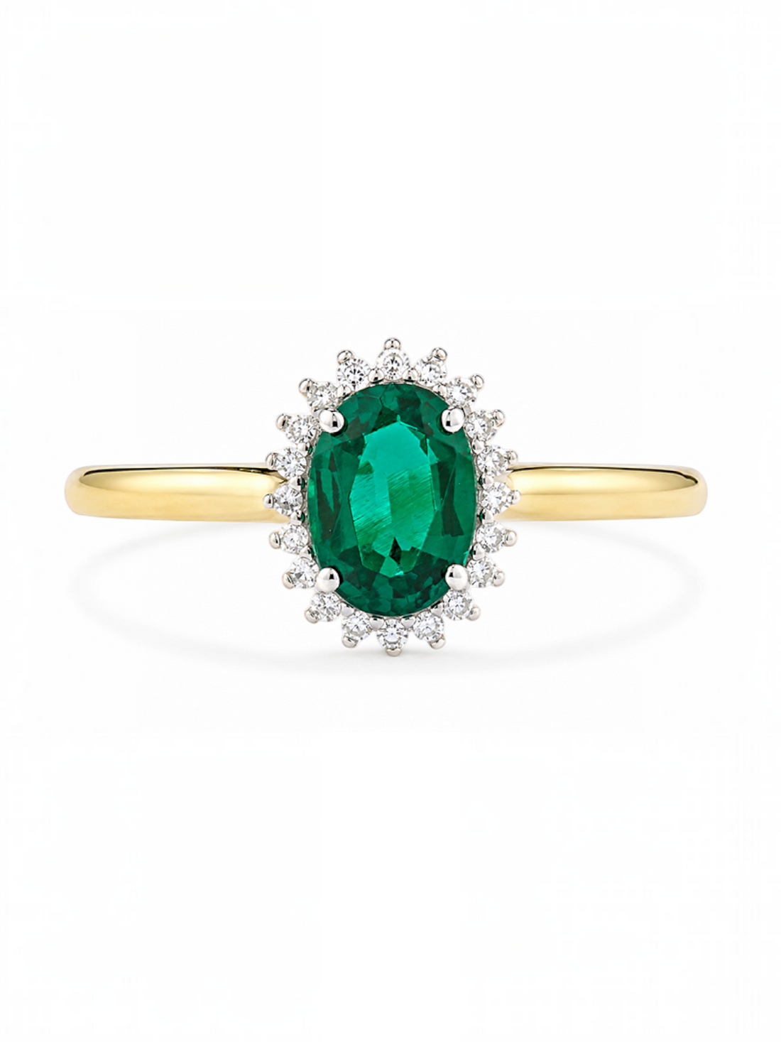 Ring, mit synth. Smaragd, 375 Gelbgold