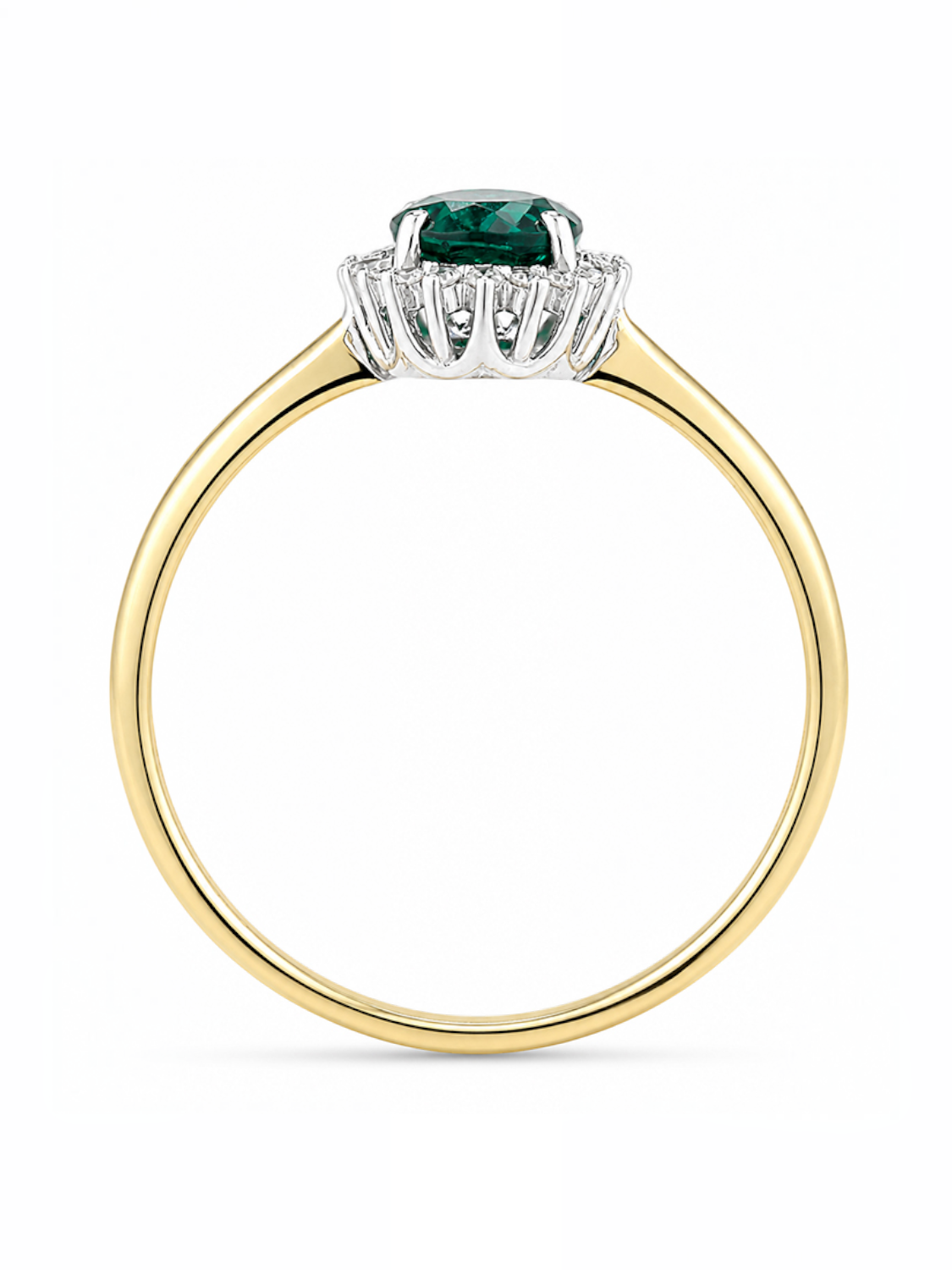 Ring, mit synth. Smaragd, 375 Gelbgold