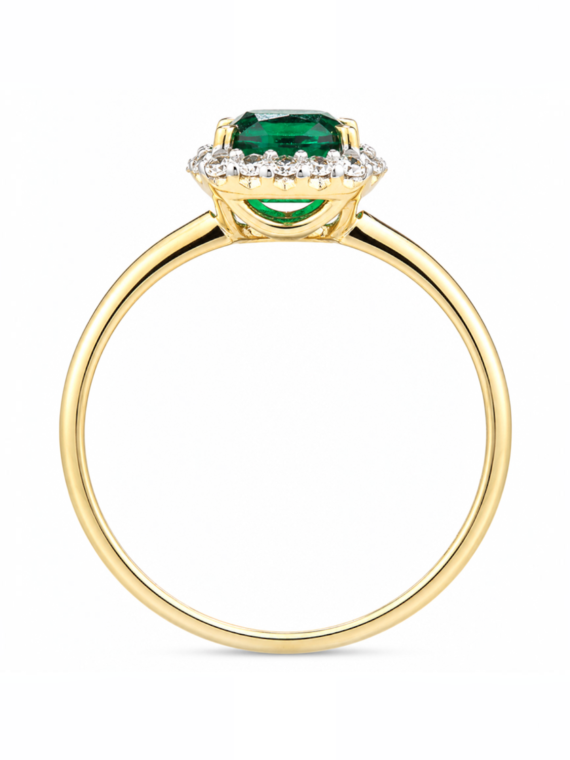 Ring, mit synth. Smaragd, 375 Gelbgold