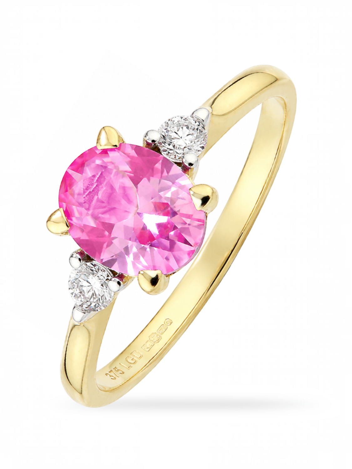 Ring, mit synth. Saphir, 375 Gelbgold