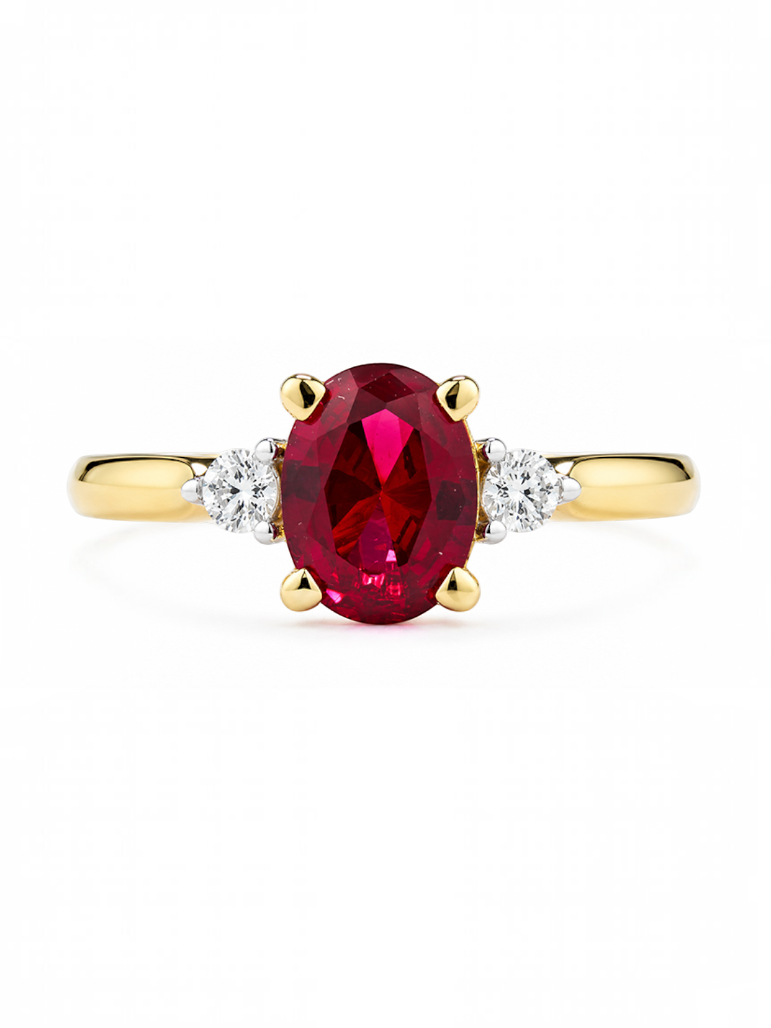 Ring, mit synth. Rubin, 375 Gelbgold