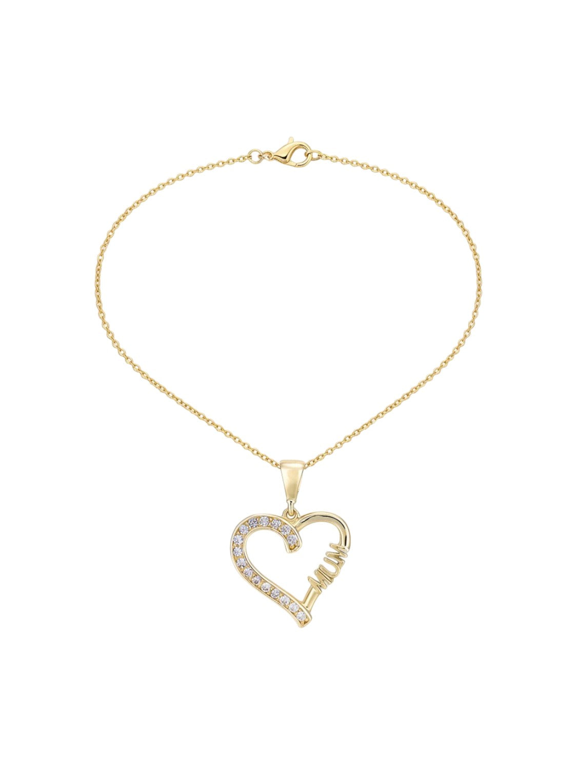 Halskette mit Anhänger aus 375 Gelbgold mit Zirkonia Herz-Design
