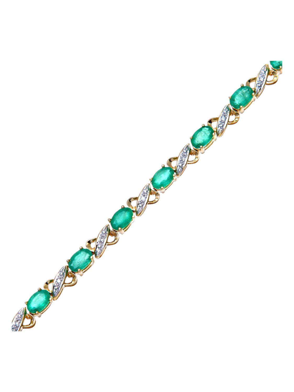 Armband aus 375 Gelbgold mit Diamant mit Smaragd