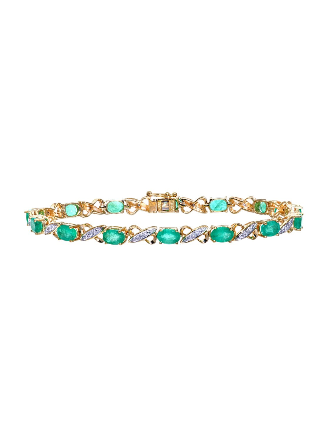 Armband aus 375 Gelbgold mit Diamant mit Smaragd