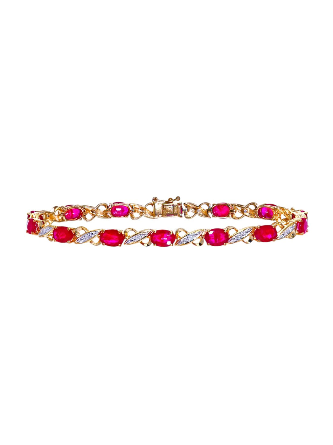 Armband aus 375 Gelbgold mit Diamant mit Rubin