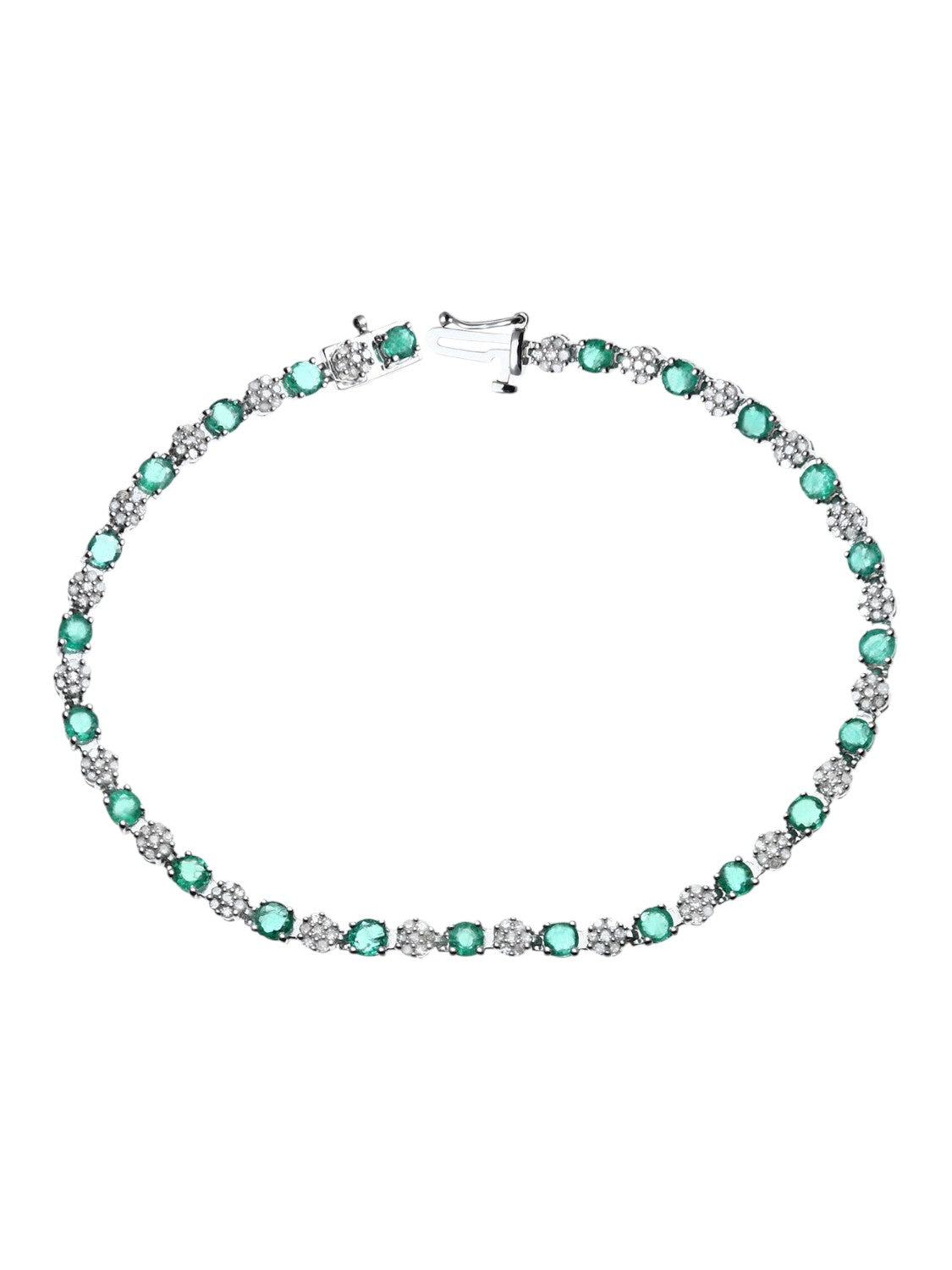 Armband aus 375 Weißgold mit 2.70 Karat Diamant mit Smaragd