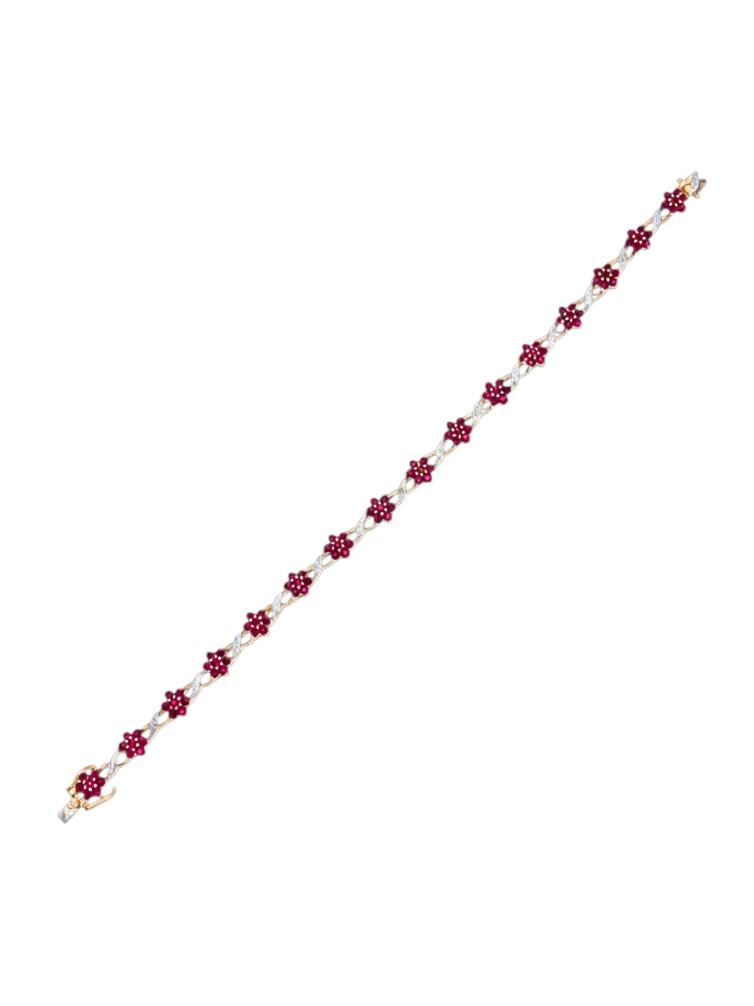 Armband aus 375 Gelbgold mit Diamant mit Rubin Blumen-Design