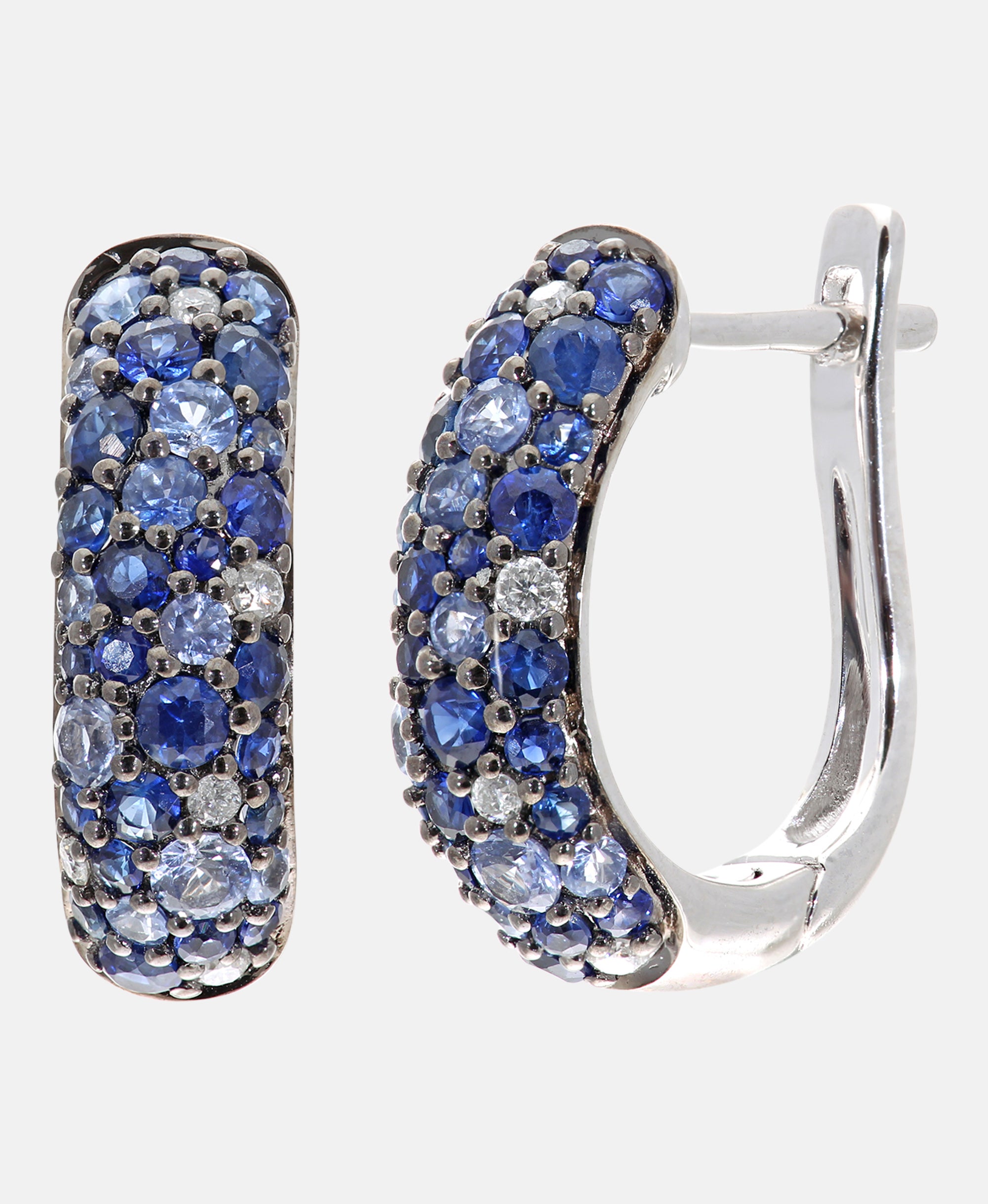 Ohrringe aus 375 Weißgold mit Diamant mit Saphir