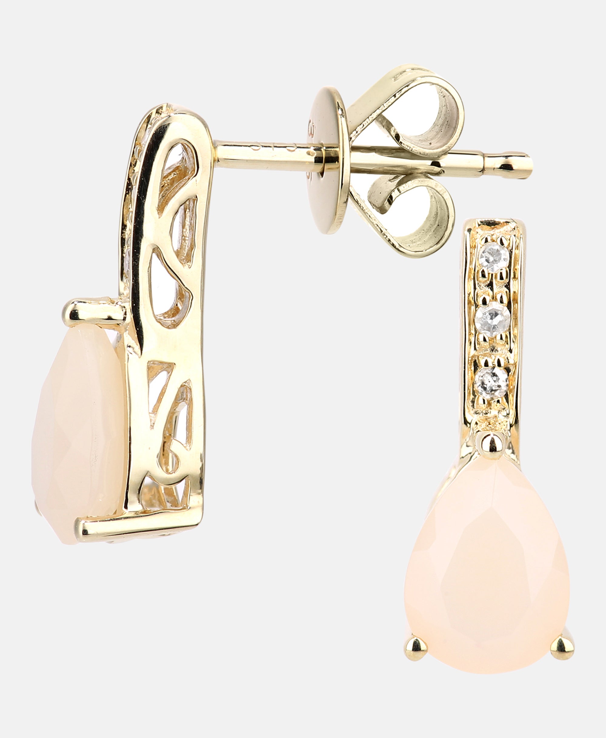 Ohrhänger aus 375 Gelbgold mit Diamant mit Opal
