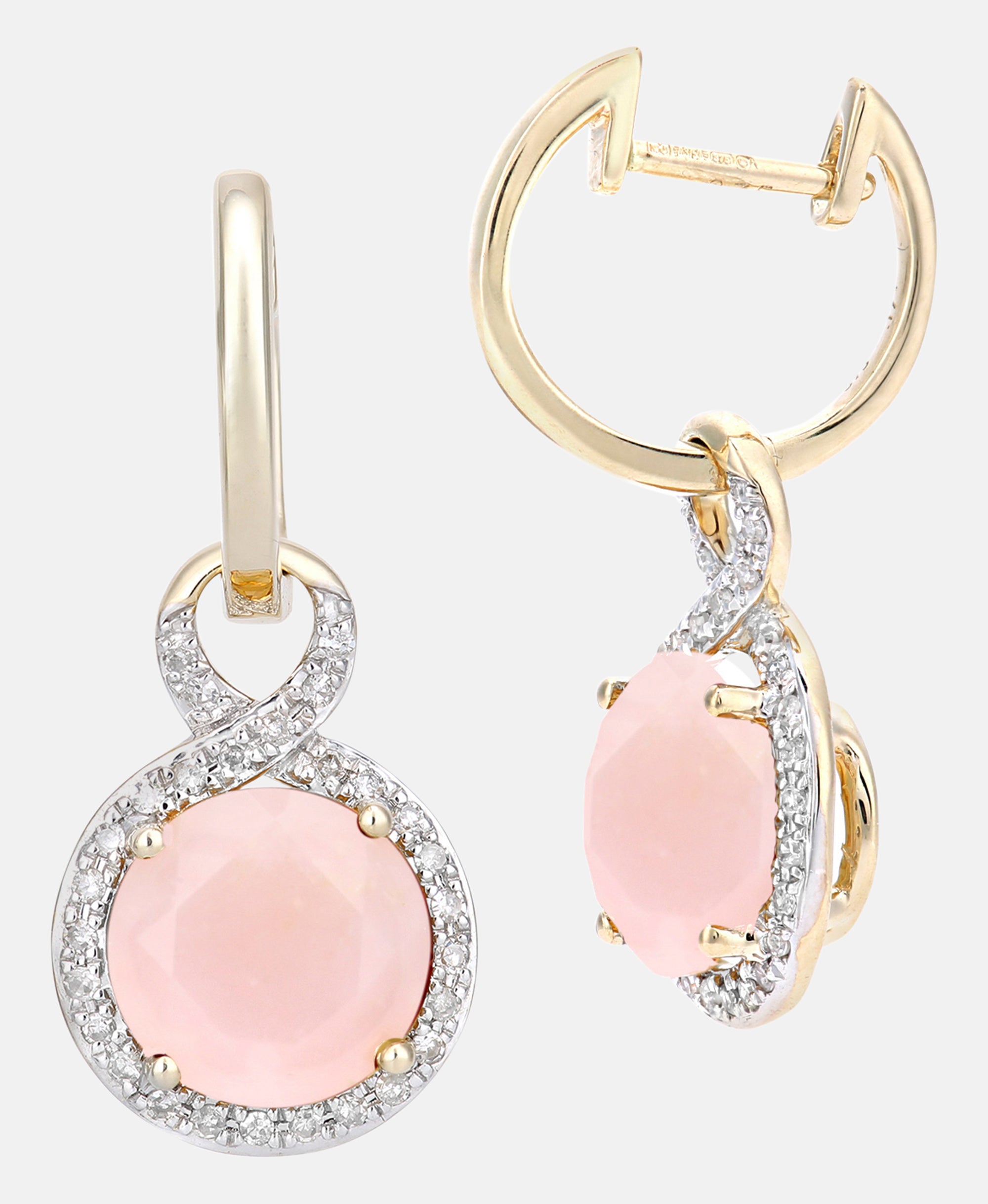 Creolen aus 375 Gelbgold mit Diamant mit Opal