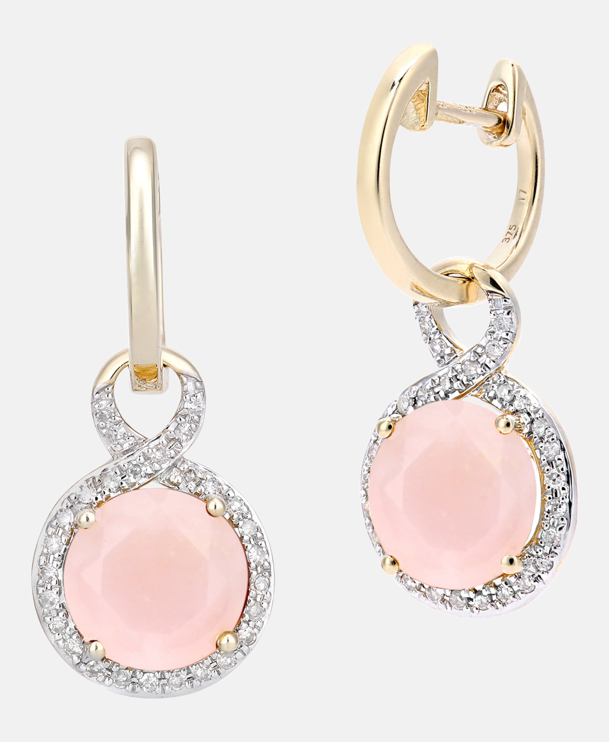 Creolen aus 375 Gelbgold mit Diamant mit Opal