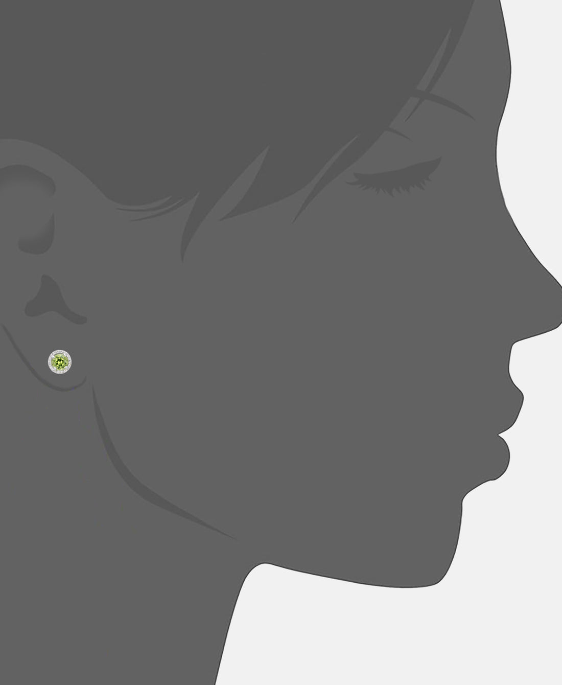 Stud earrings in 375 (9K) White Gold with Peridot and Diamonds