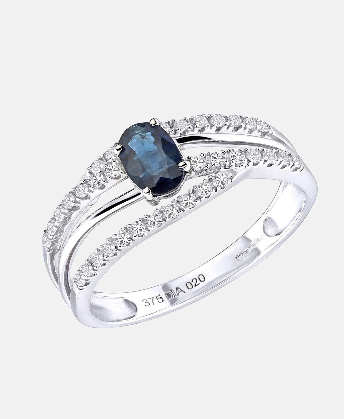 Ring aus 375 Weißgold mit Diamant mit Saphir