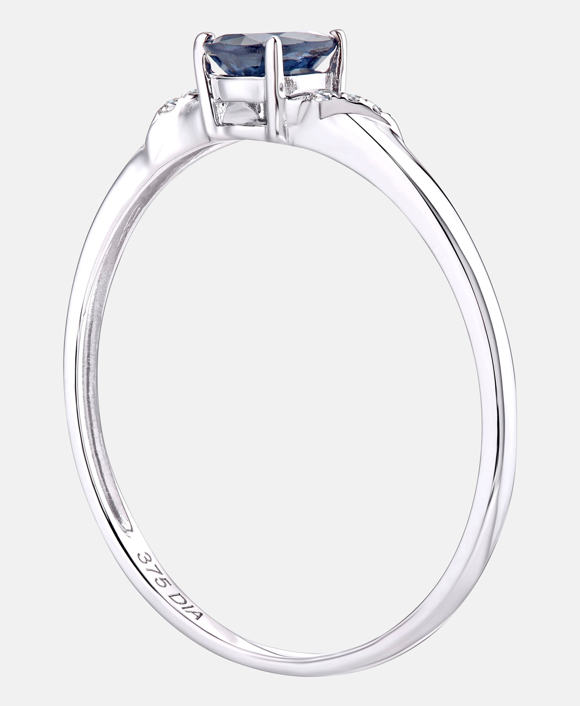 Verlobungsring aus 375 Weißgold mit Diamant mit Saphir