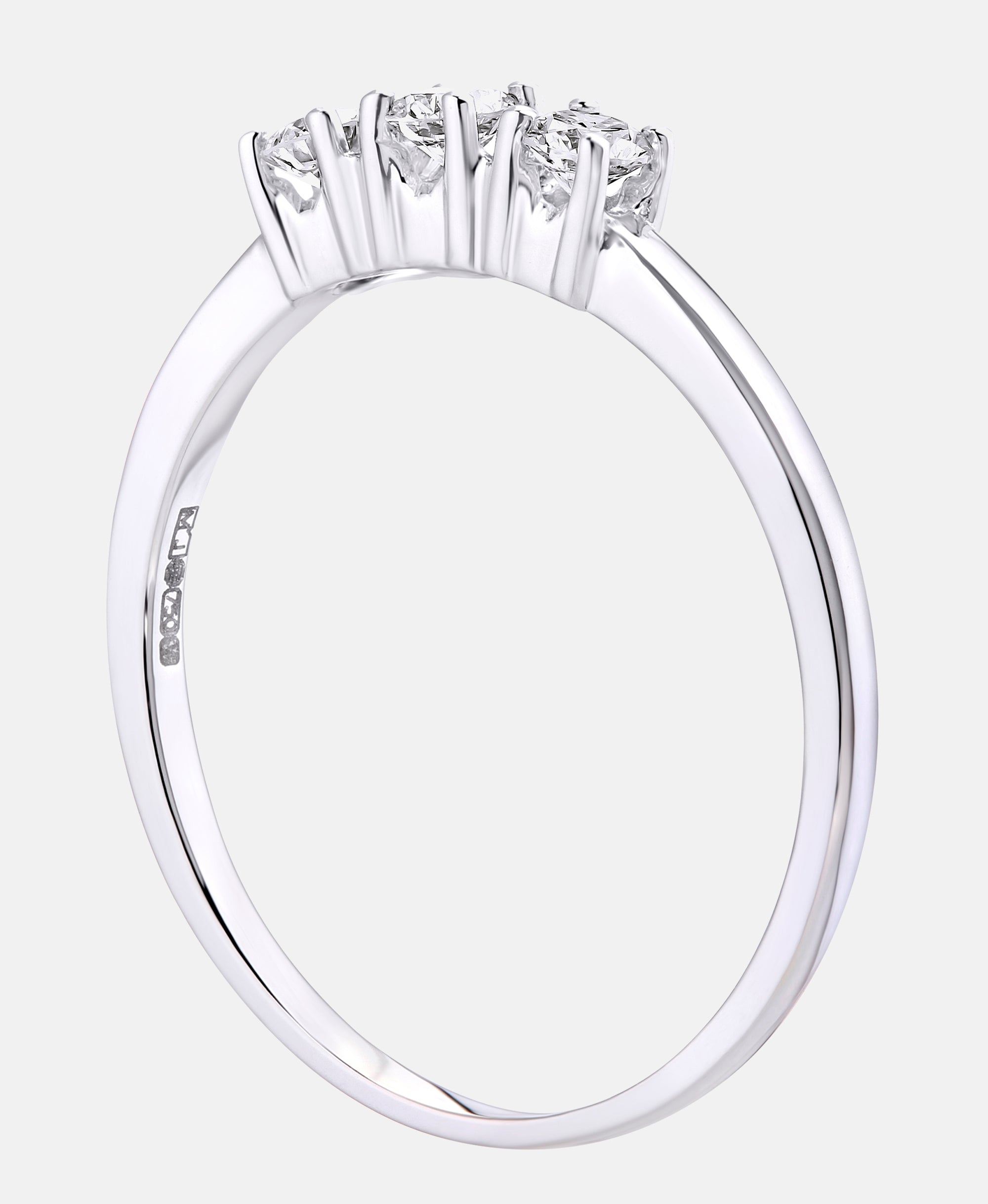 Trilogie-Ring aus 750 Weißgold mit 0.2 Karat Diamant