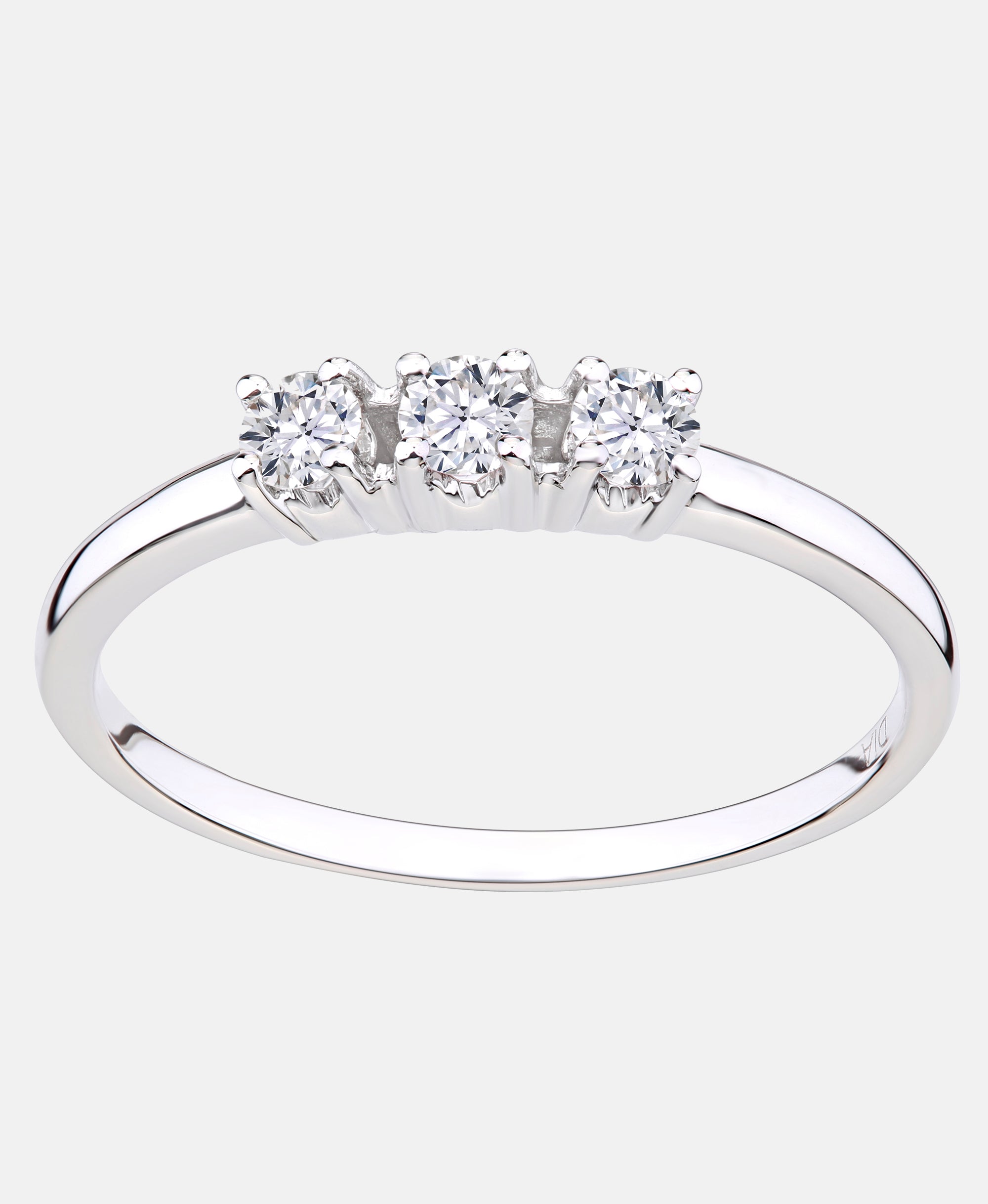 Trilogie-Ring aus 750 Weißgold mit 0.2 Karat Diamant