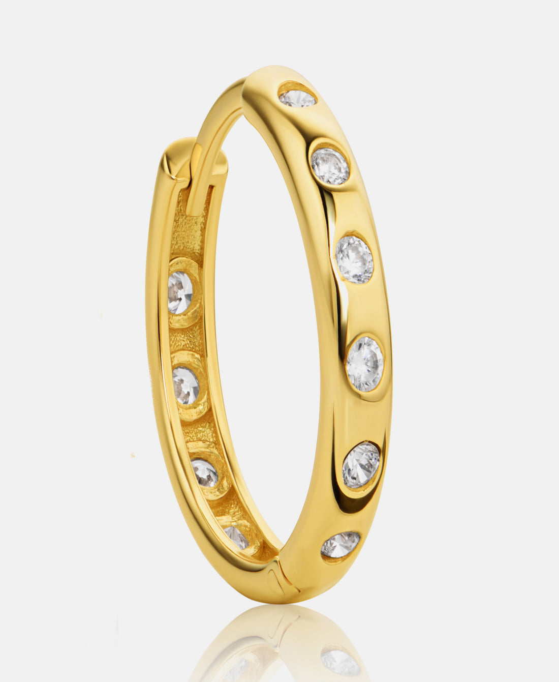 Hoop earrings in 585 (14K) Yellow Gold with Cubic Zirconia