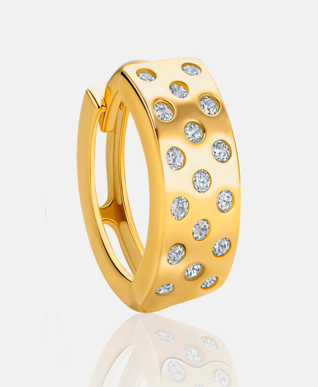 Hoop earrings in 585 (14K) Yellow Gold with Cubic Zirconia