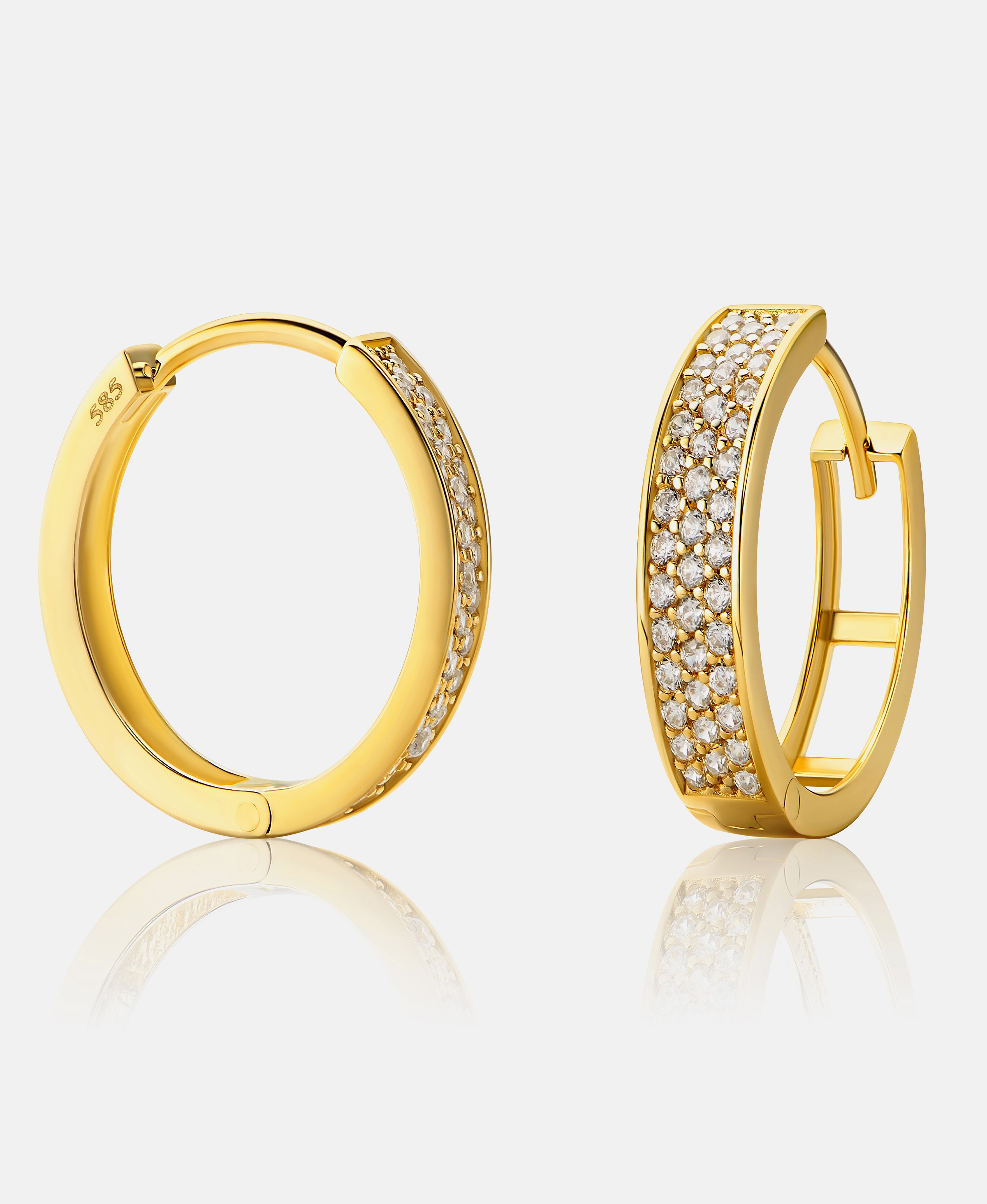 Hoop earrings in 585 (14K) Yellow Gold with Cubic Zirconia