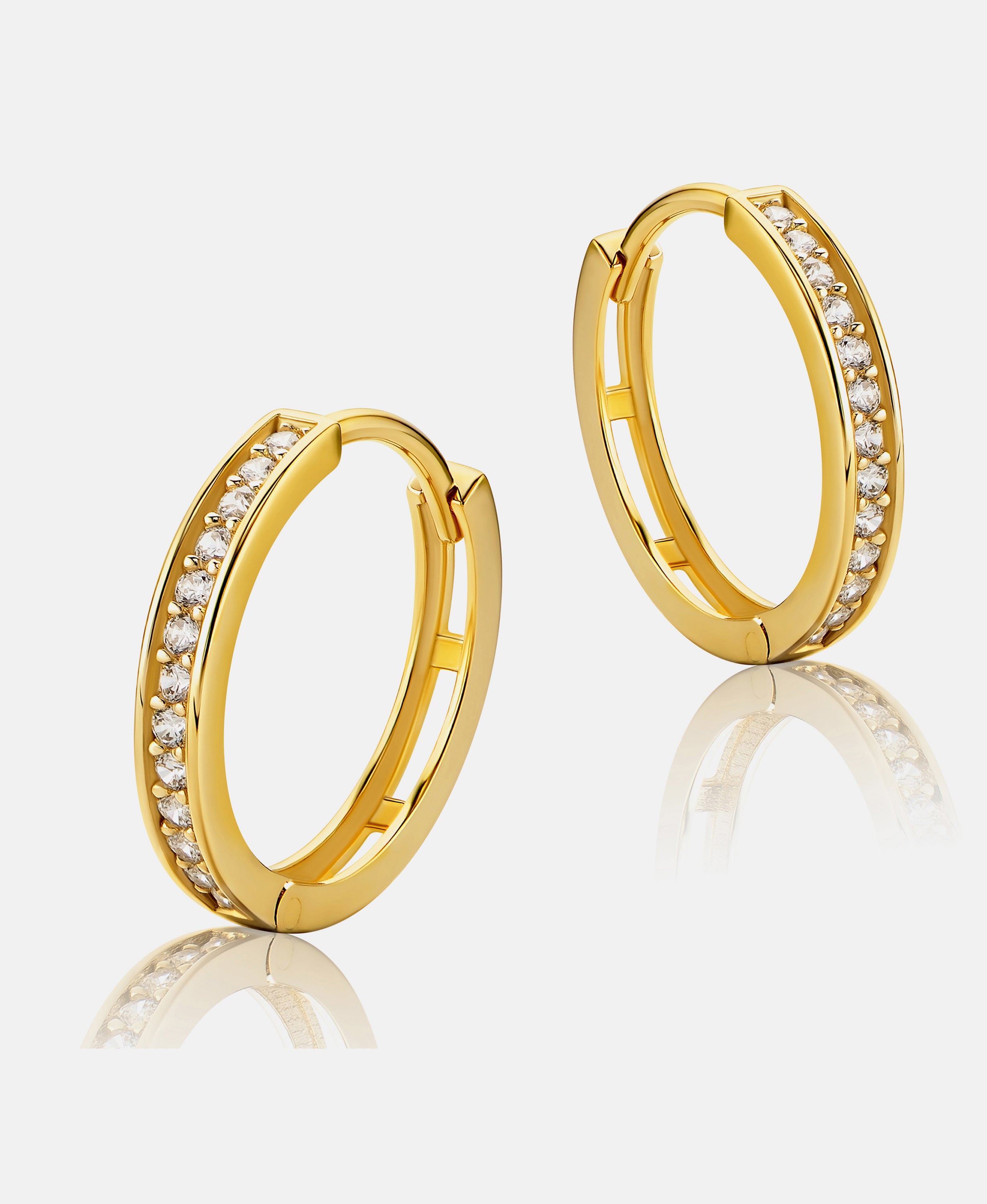 Hoop earrings in 585 (14K) Yellow Gold with Cubic Zirconia