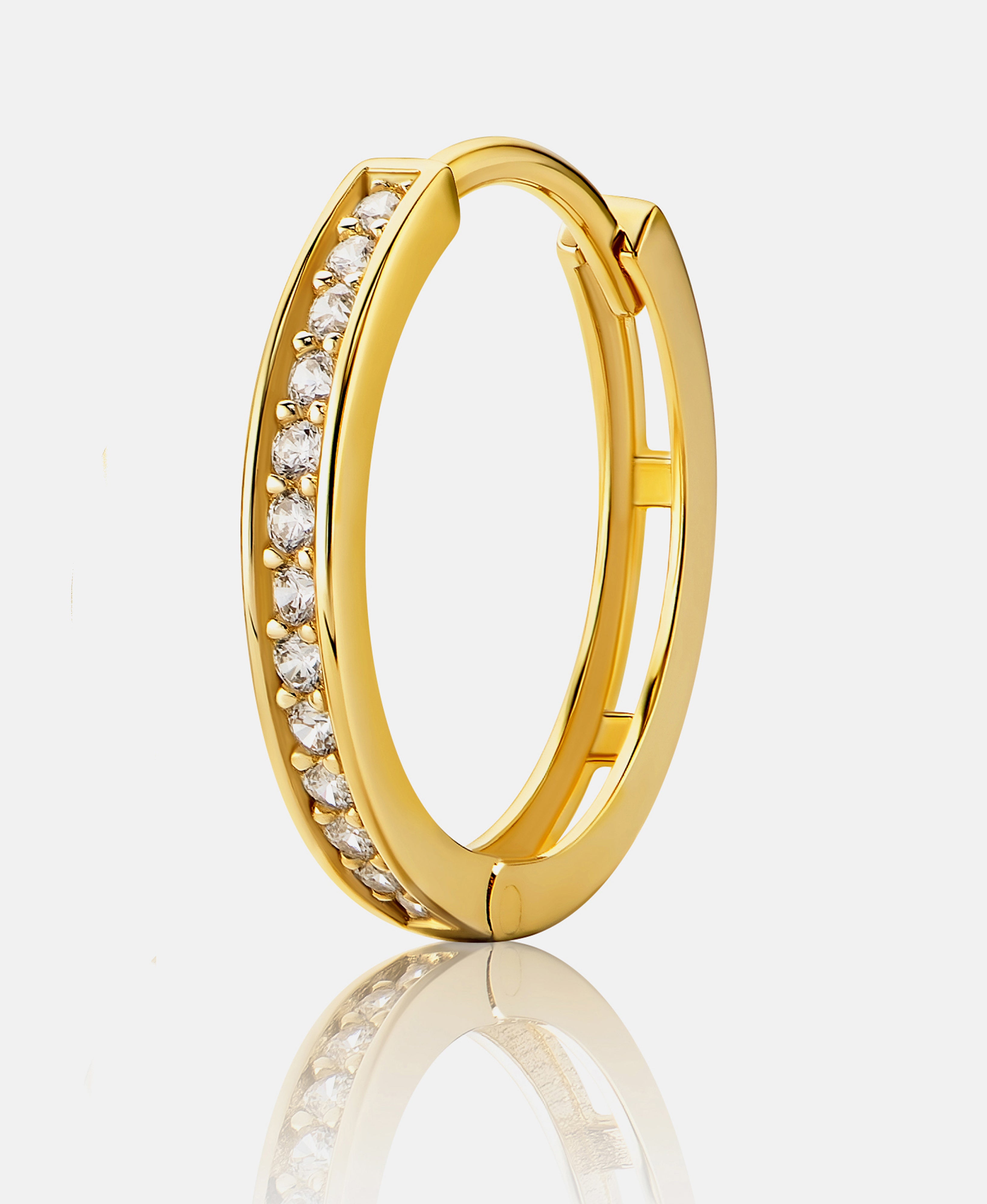 Hoop earrings in 585 (14K) Yellow Gold with Cubic Zirconia