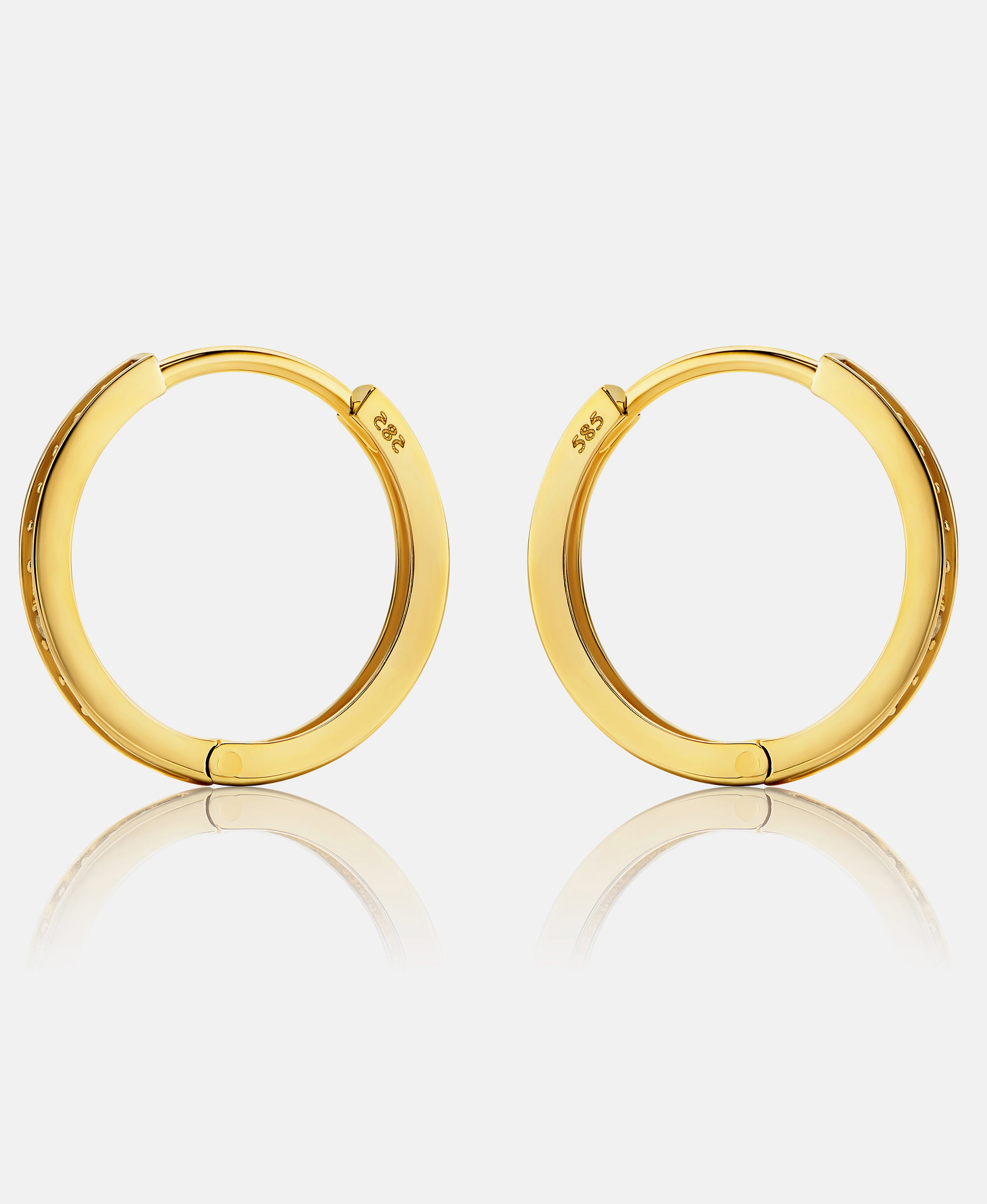 Hoop earrings in 585 (14K) Yellow Gold with Cubic Zirconia