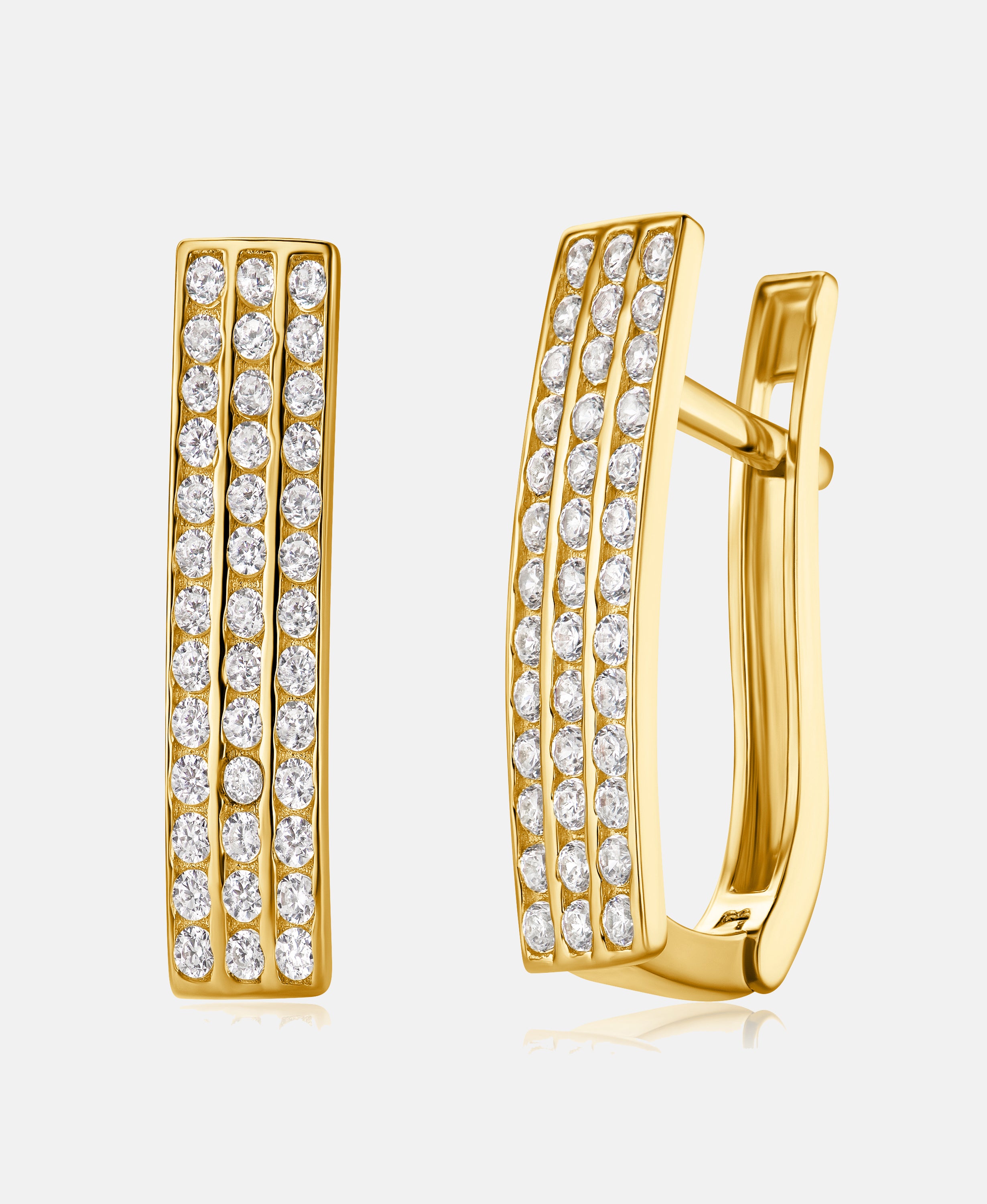 Hoop earrings in 585 (14K) Yellow Gold with Cubic Zirconia