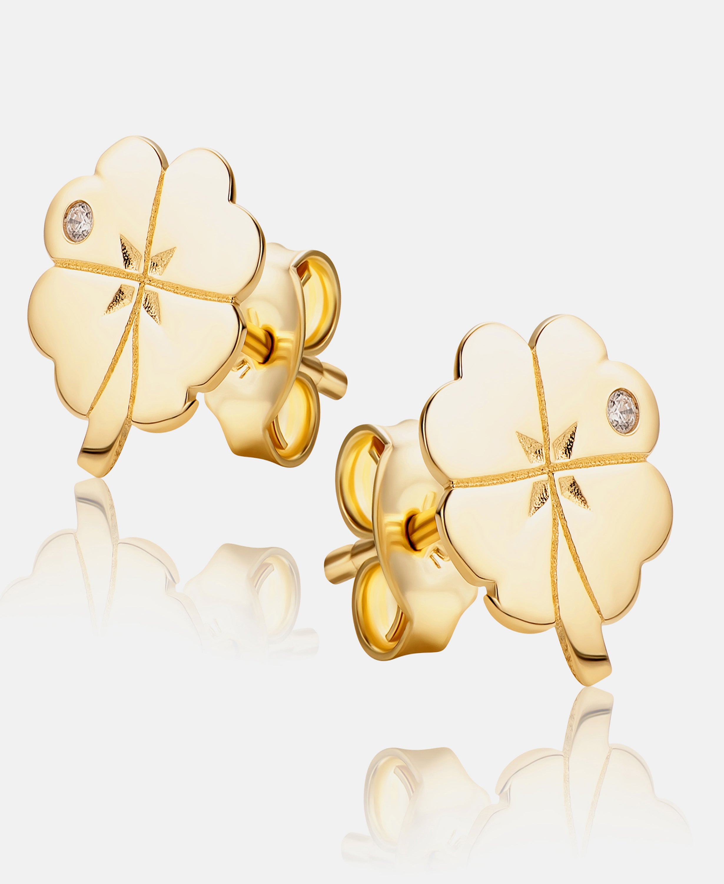 Stud earrings in 585 (14K) Yellow Gold with Cubic Zirconia
