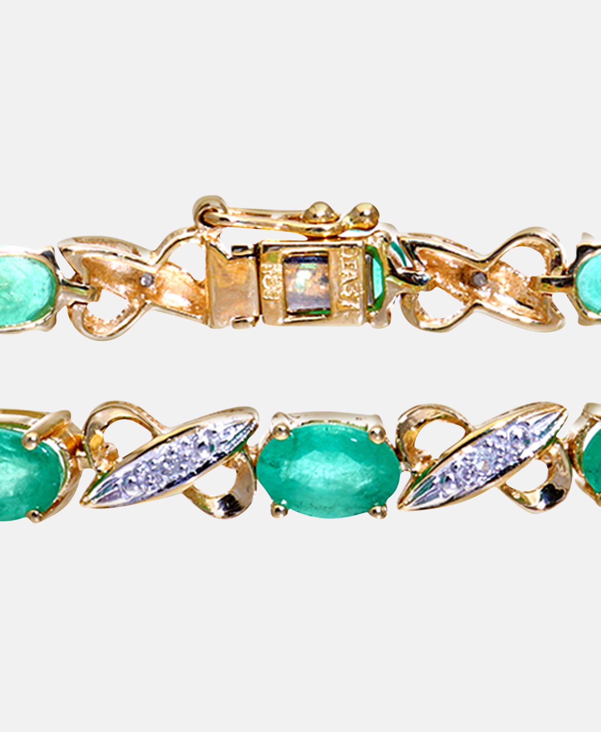Armband aus 375 Gelbgold mit Diamant mit Smaragd