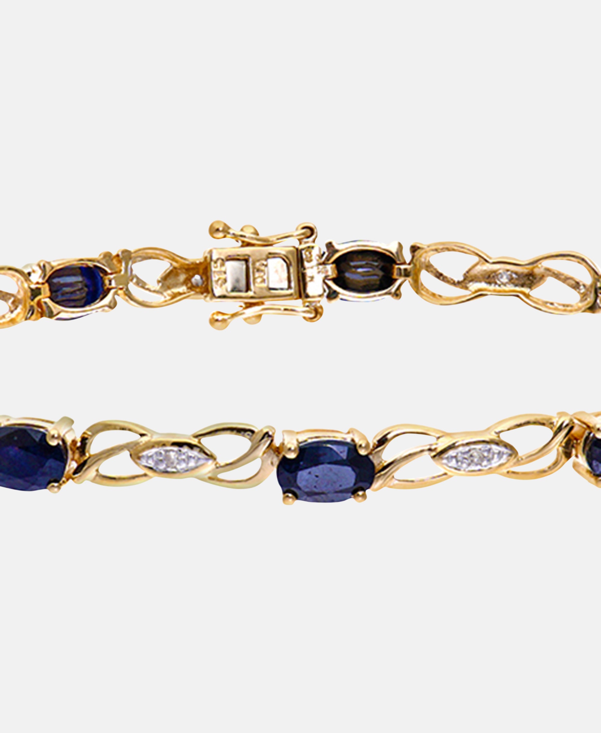 Armband aus 375 Gelbgold mit Diamant mit Saphir