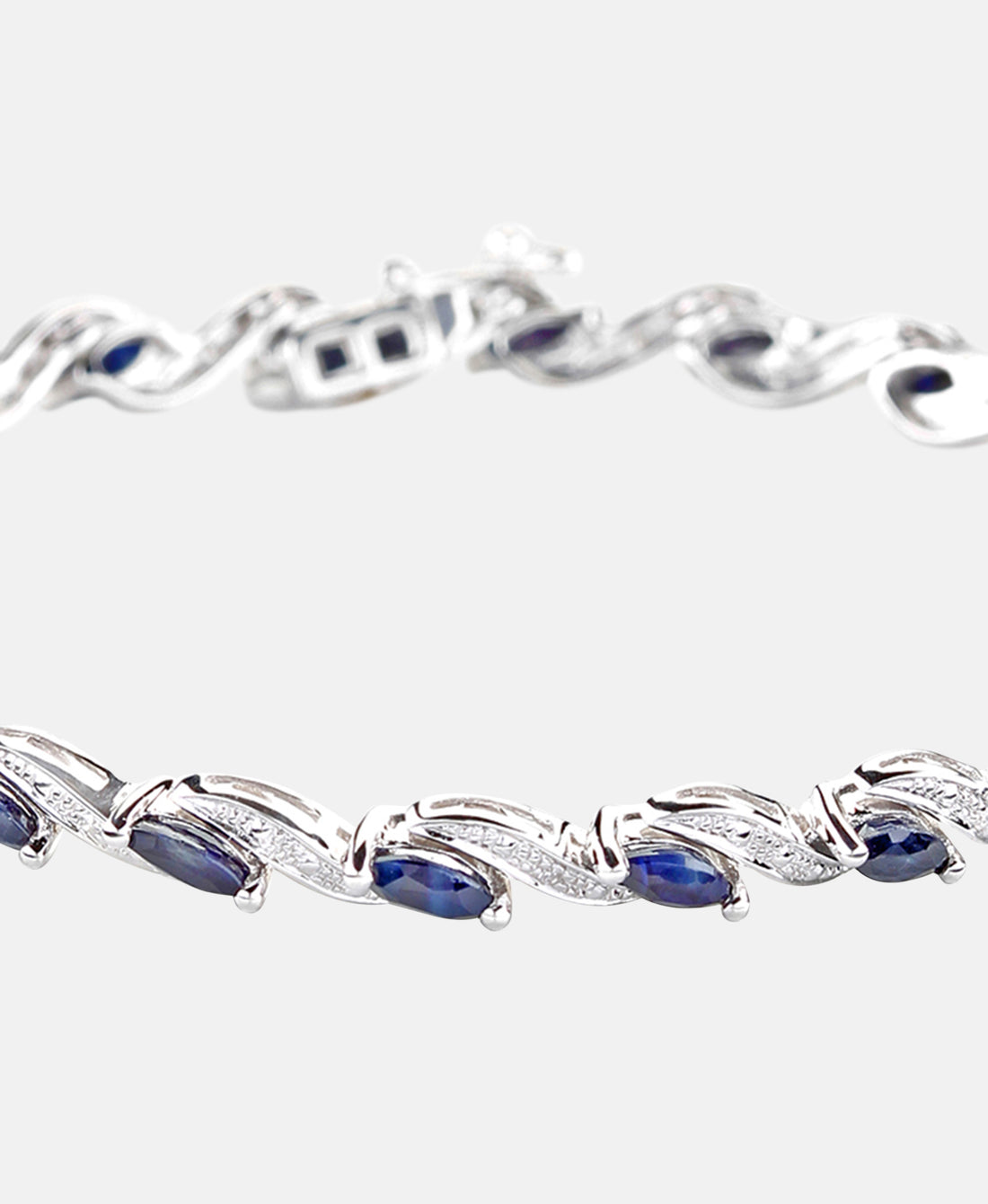 Armband aus 375 Weißgold mit Diamant mit Saphir