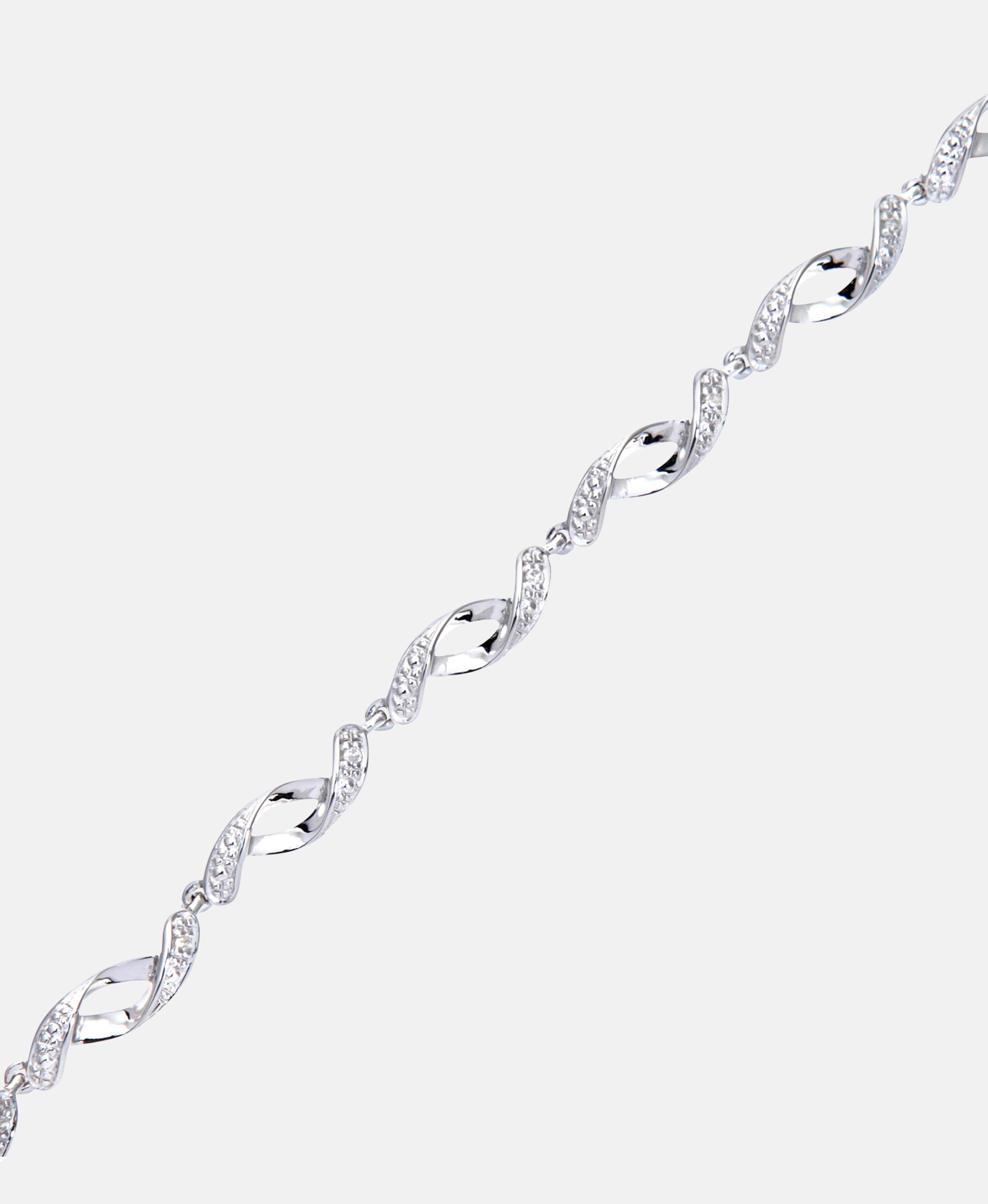 Armband aus 375 Weißgold mit Diamant gedreht