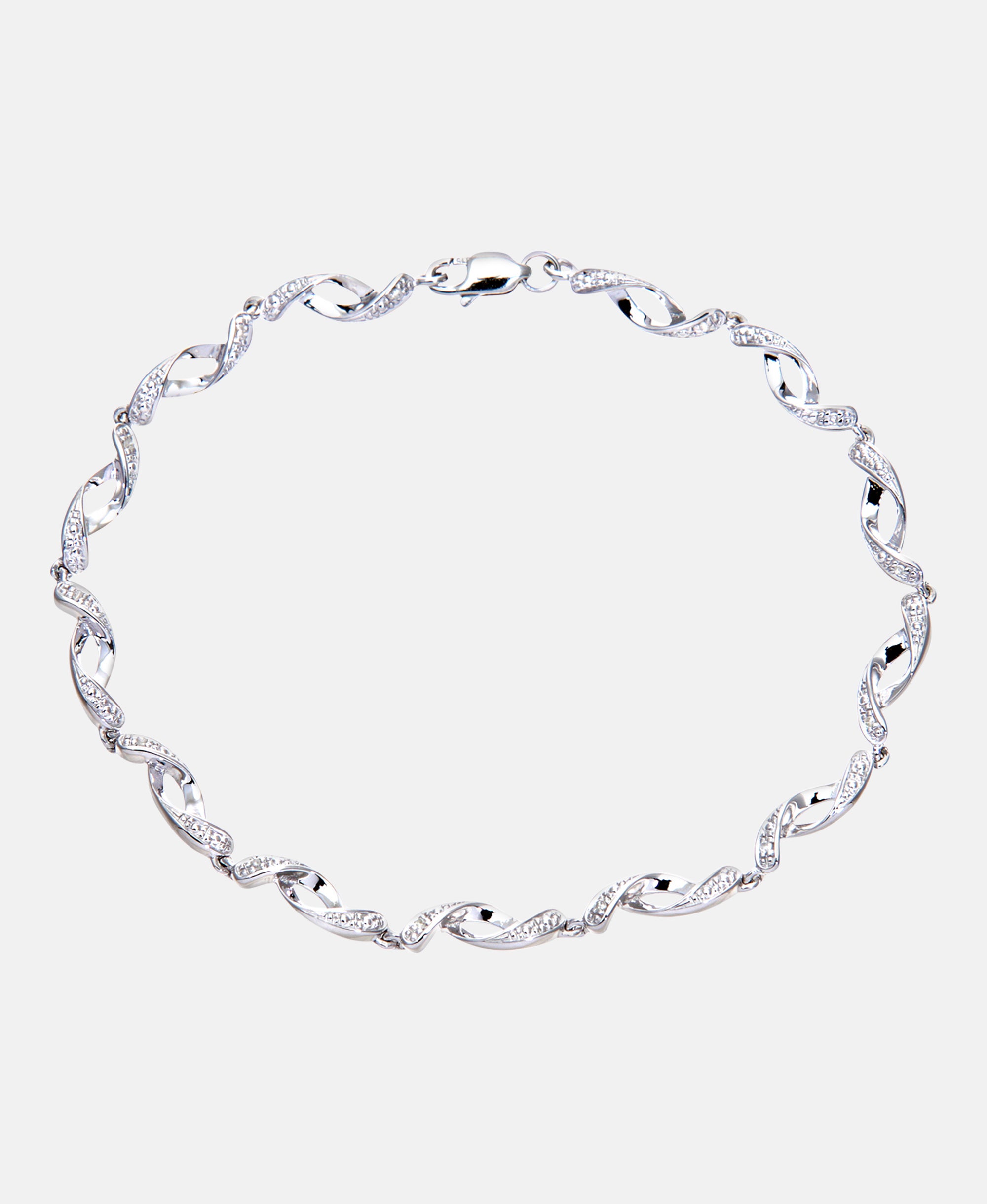 Armband aus 375 Weißgold mit Diamant gedreht